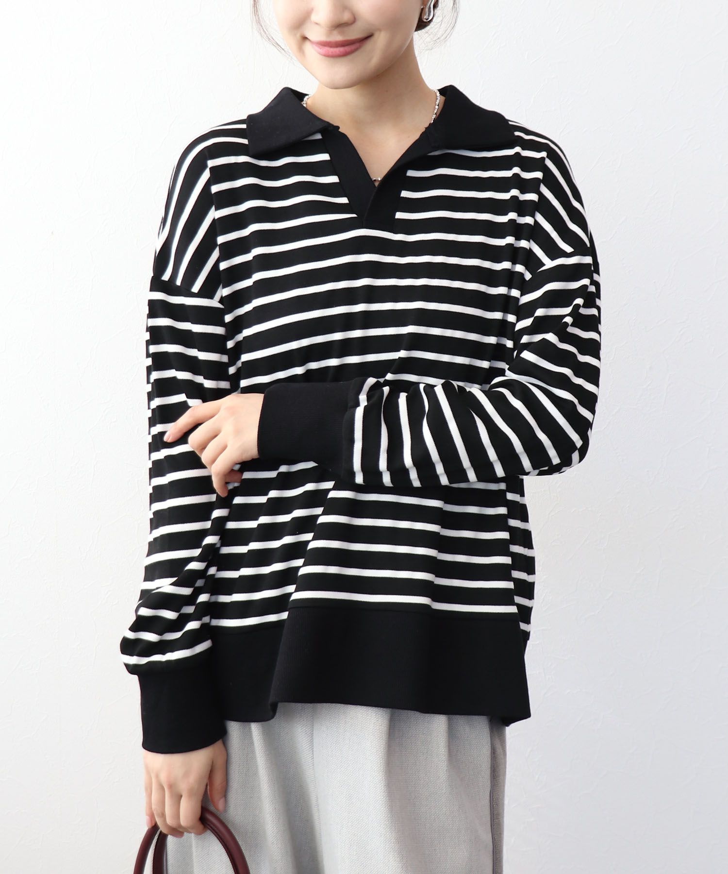 ボーダーポンチトップス