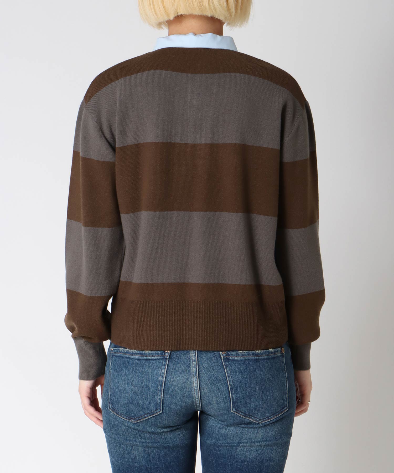 強撚ニットポロトップス