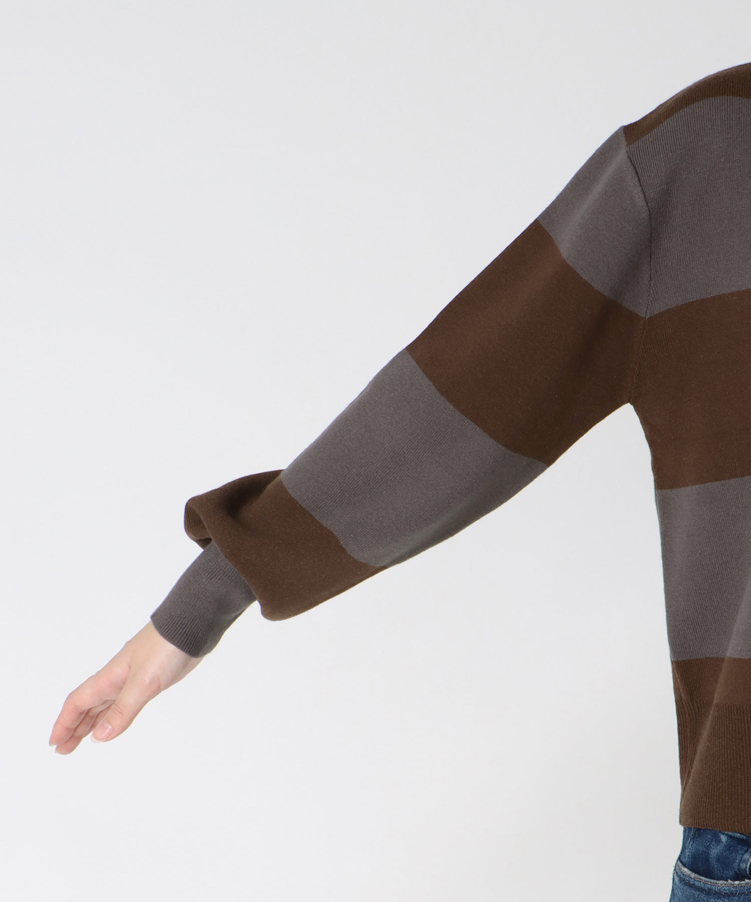 強撚ニットポロトップス