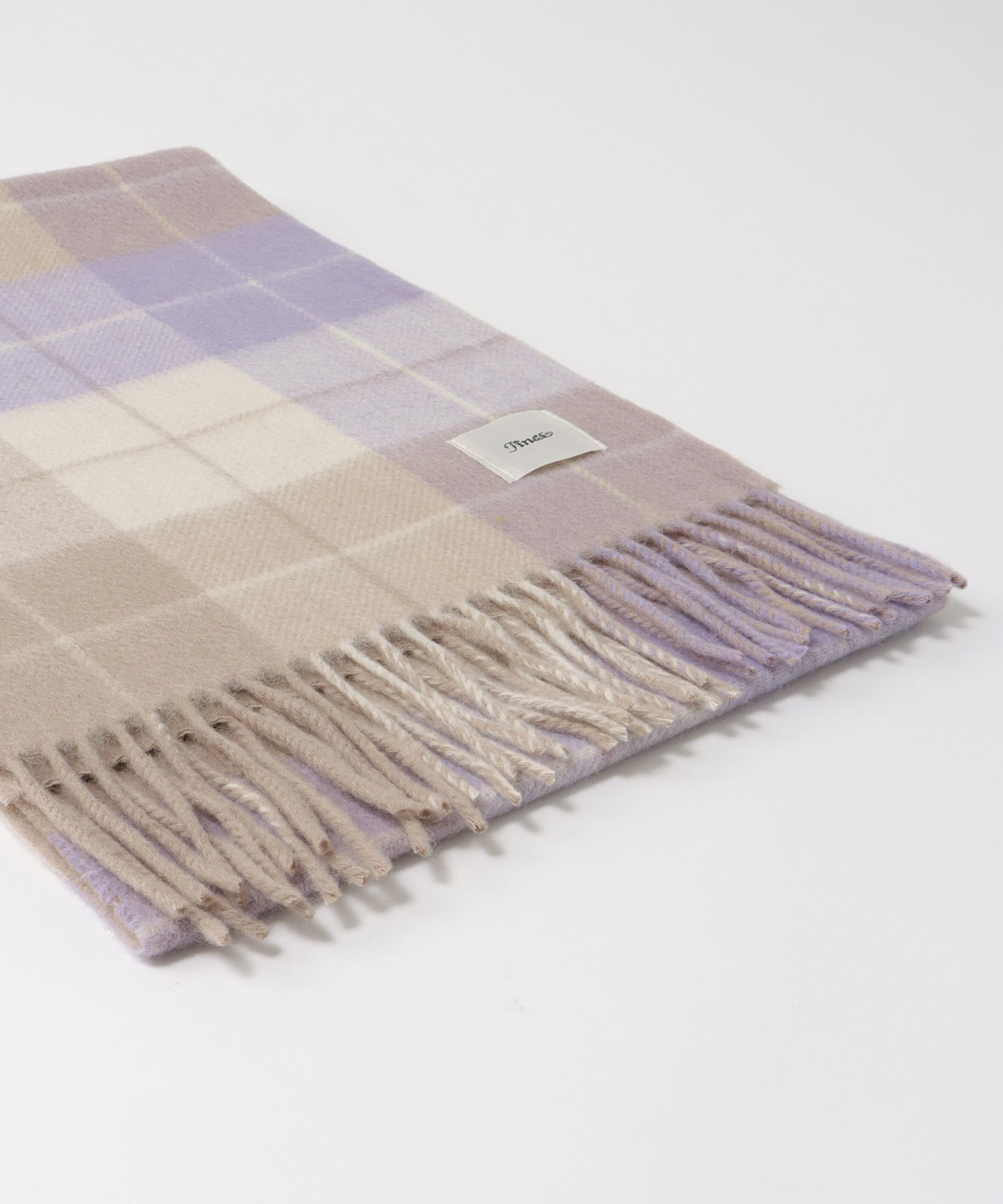 カシミヤ混 リバーチェックマフラー