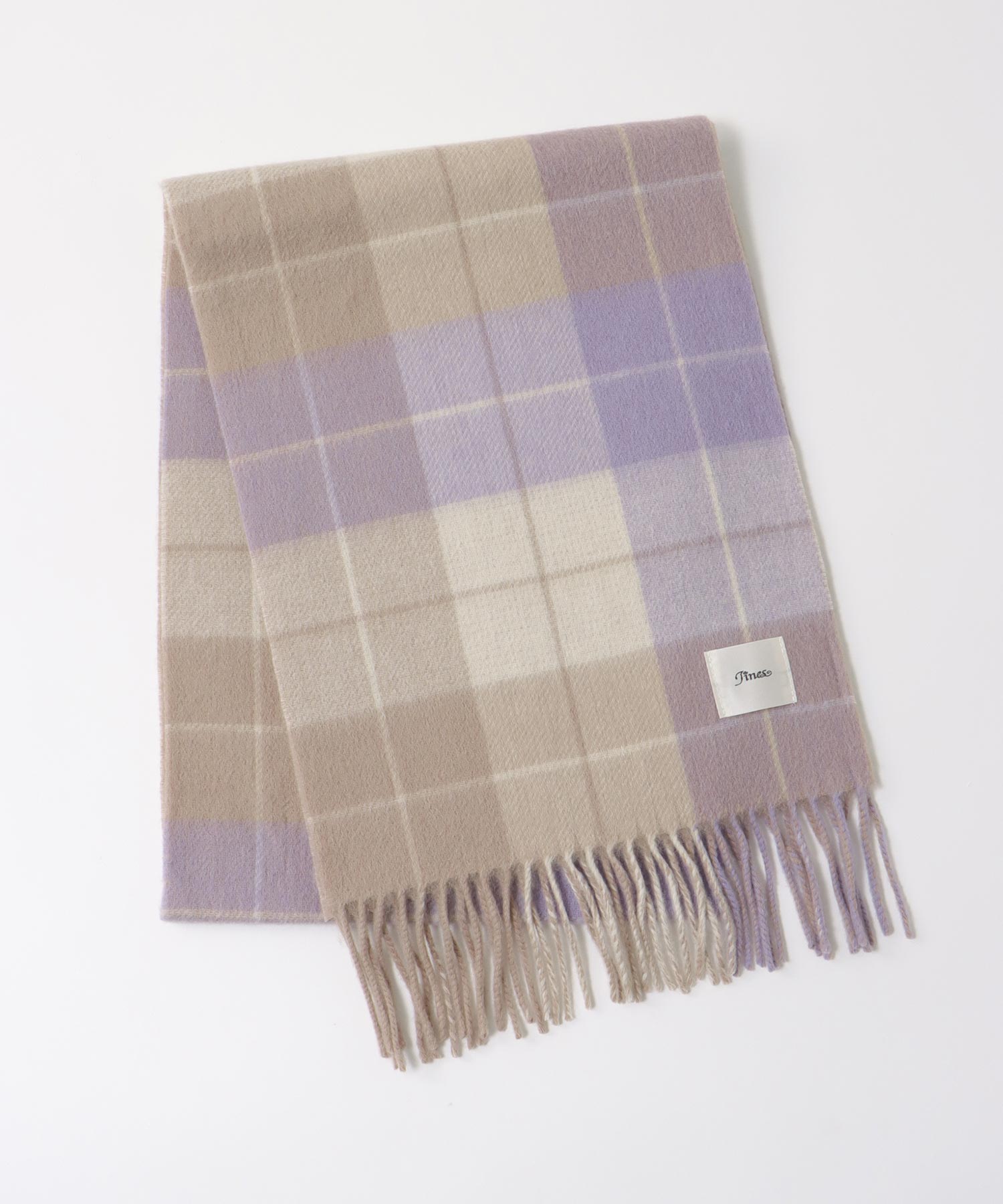 カシミヤ混 リバーチェックマフラー