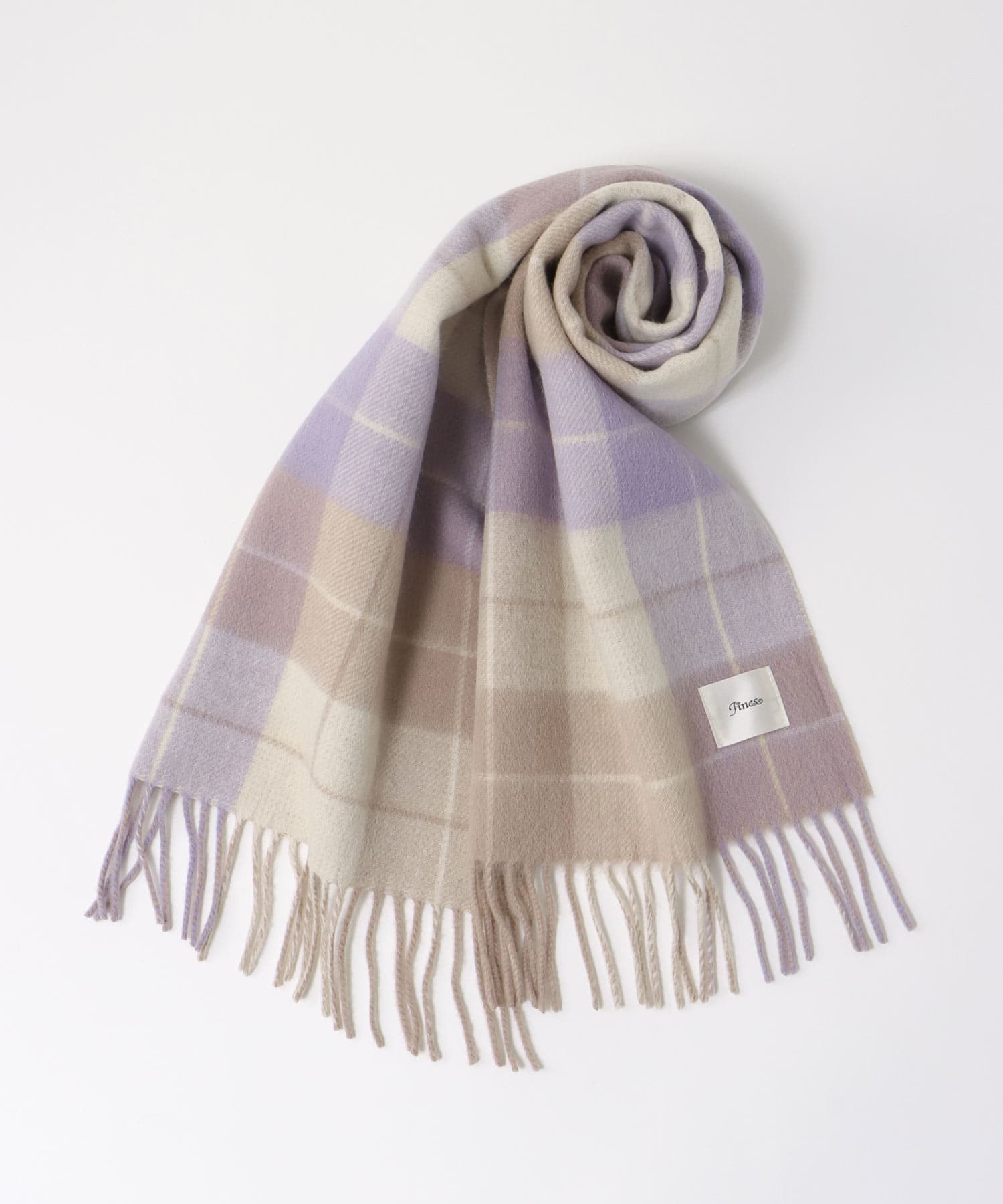 カシミヤ混 リバーチェックマフラー