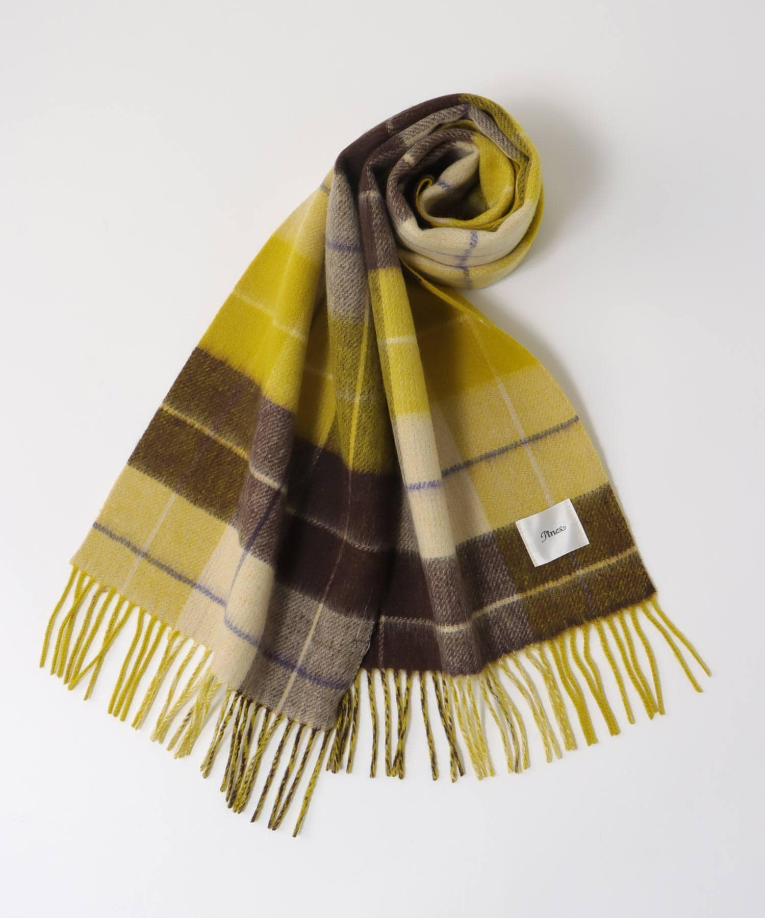 カシミヤ混 リバーチェックマフラー