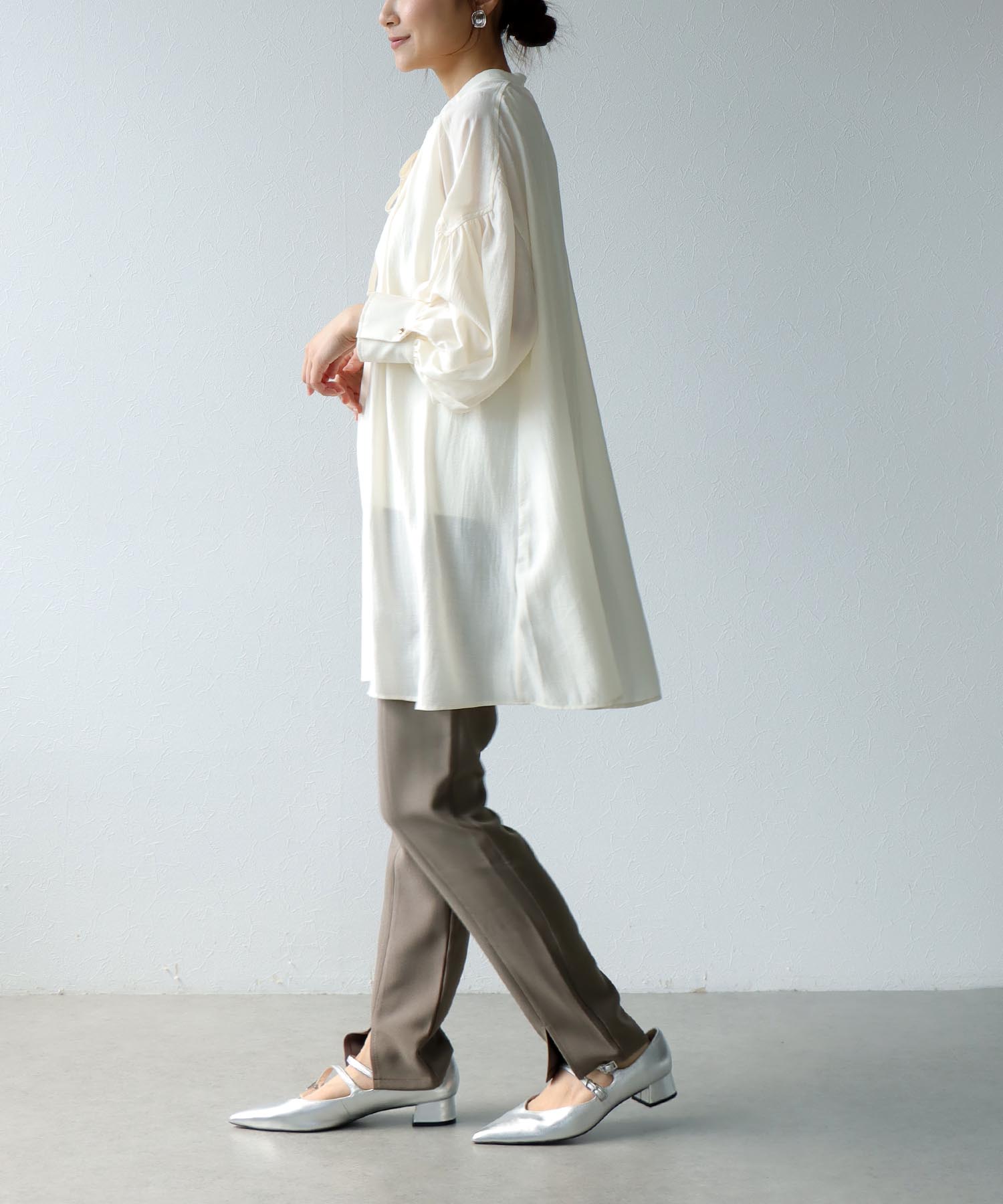 スキッパーデザイン チュニックブラウス