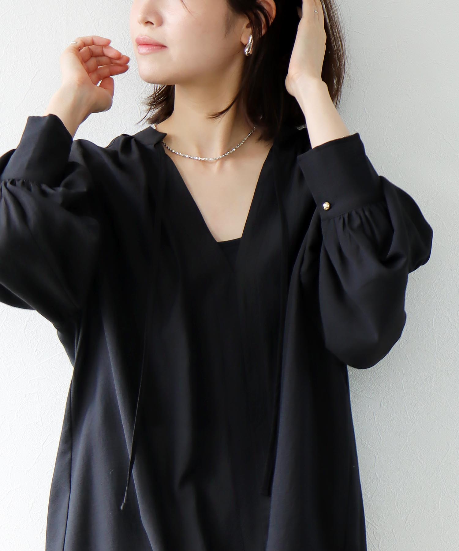 スキッパーデザイン チュニックブラウス