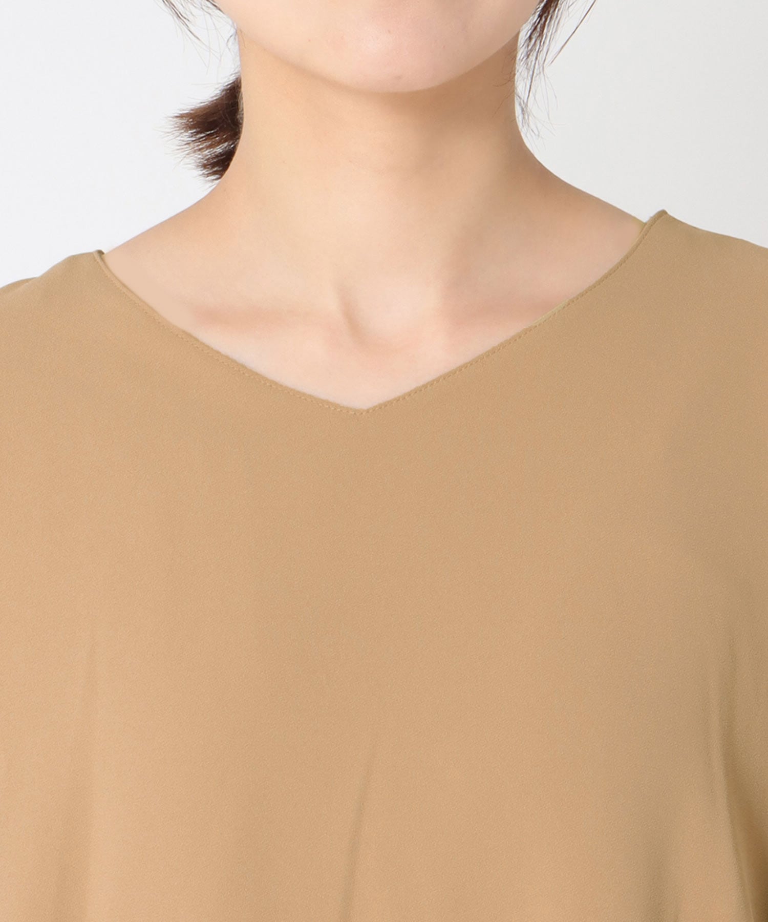 シフォンブラウジング袖リブブラウス