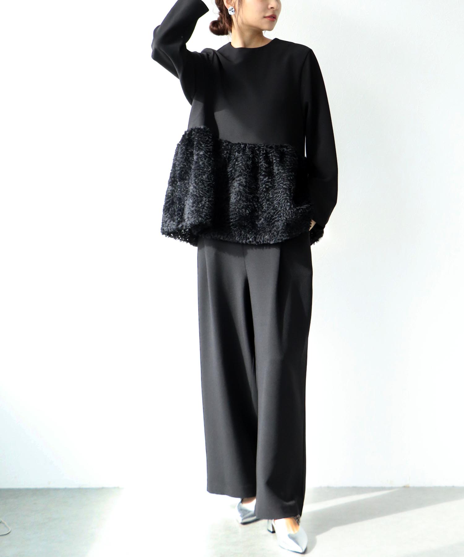 チュールペプラムブラウス