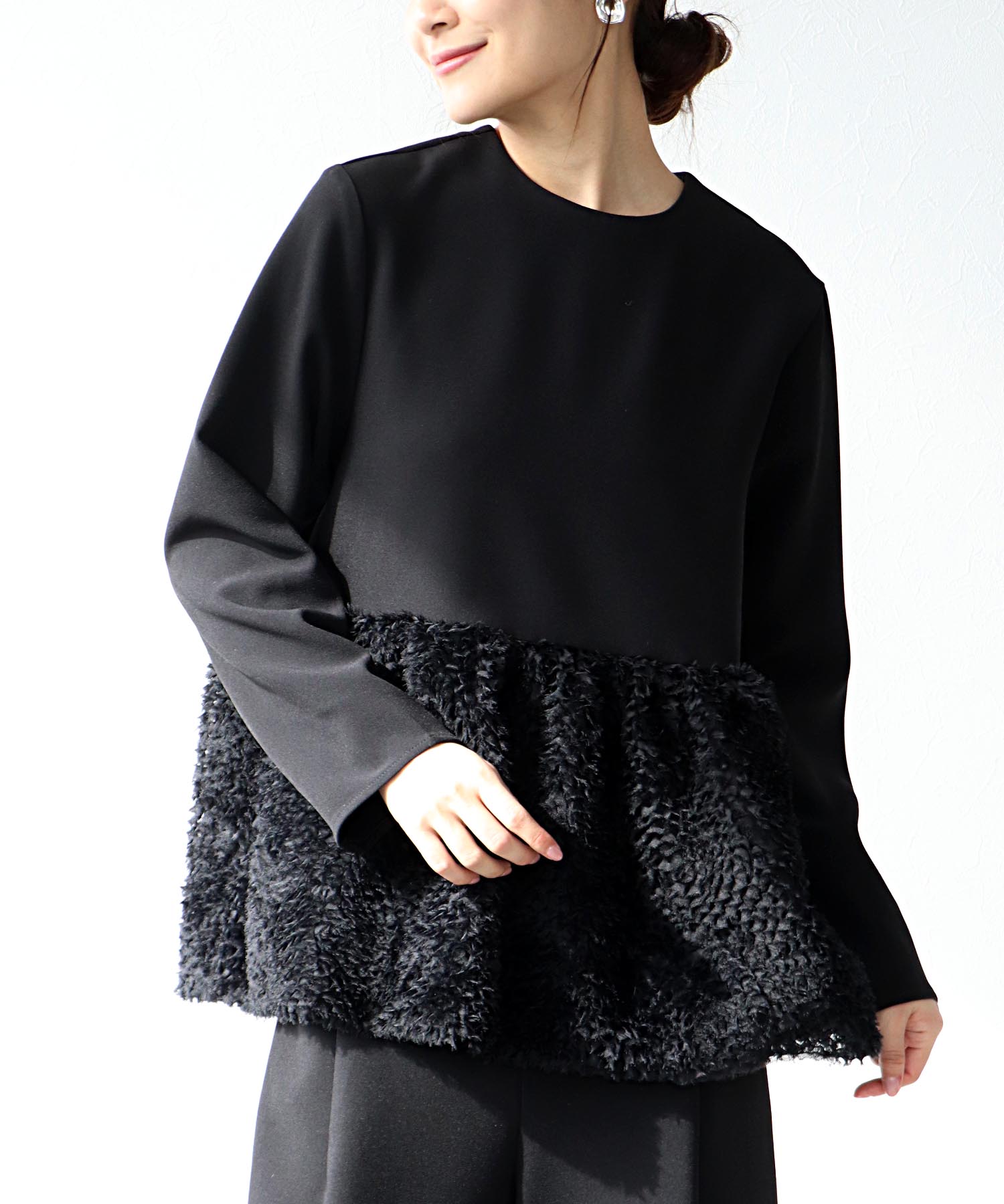 チュールペプラムブラウス