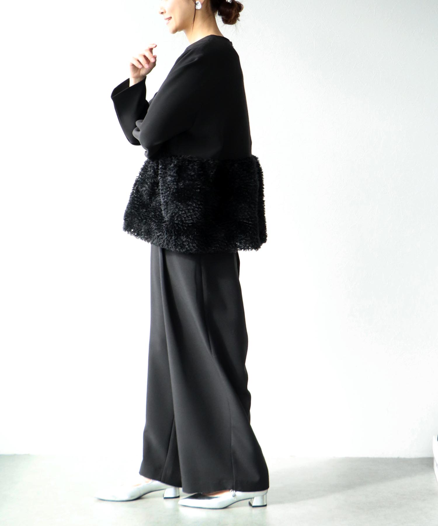 チュールペプラムブラウス