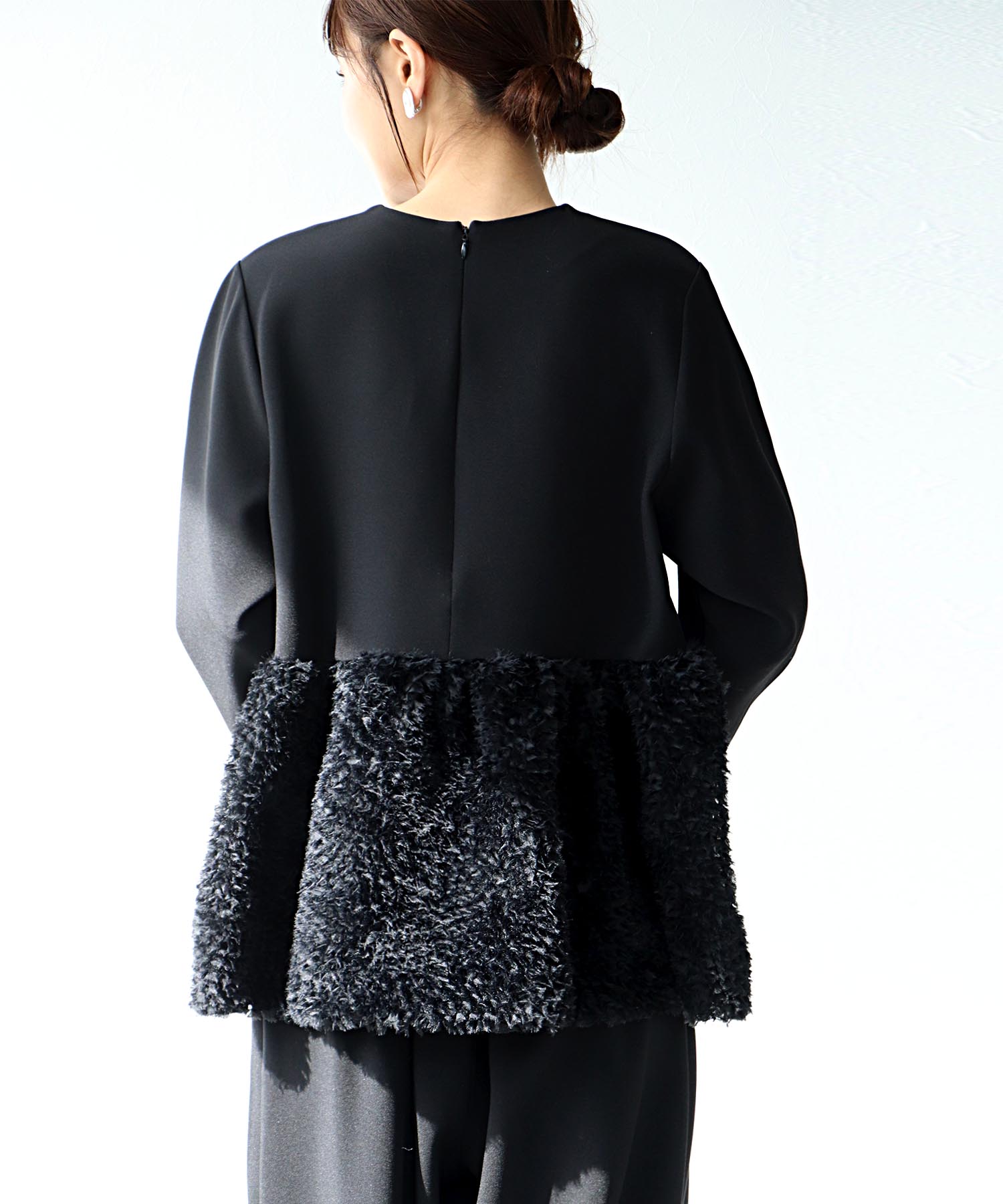 チュールペプラムブラウス