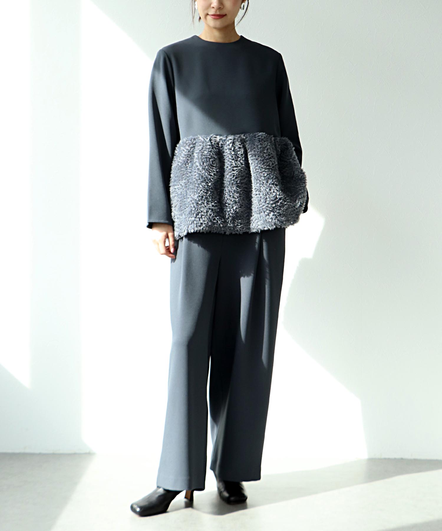 チュールペプラムブラウス