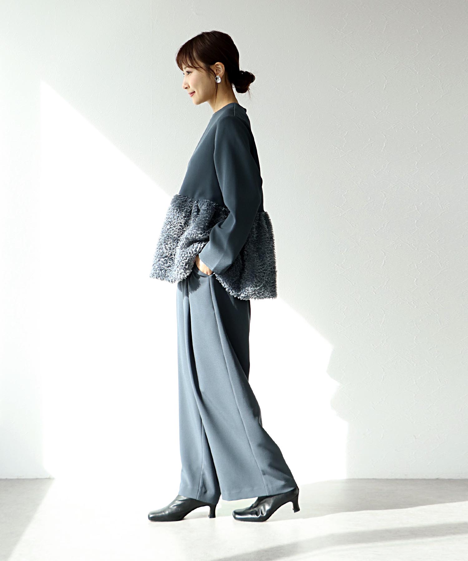 チュールペプラムブラウス