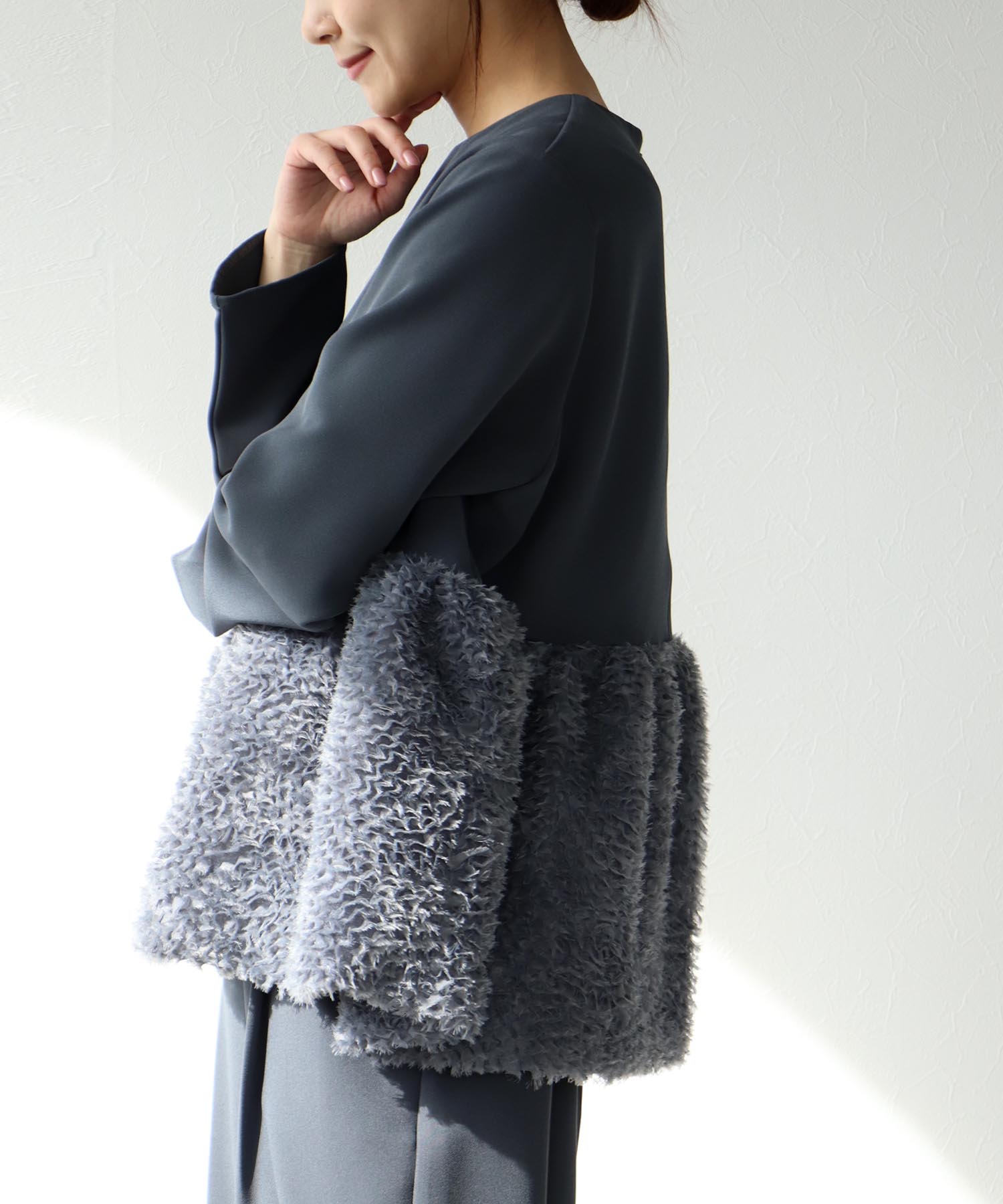 チュールペプラムブラウス