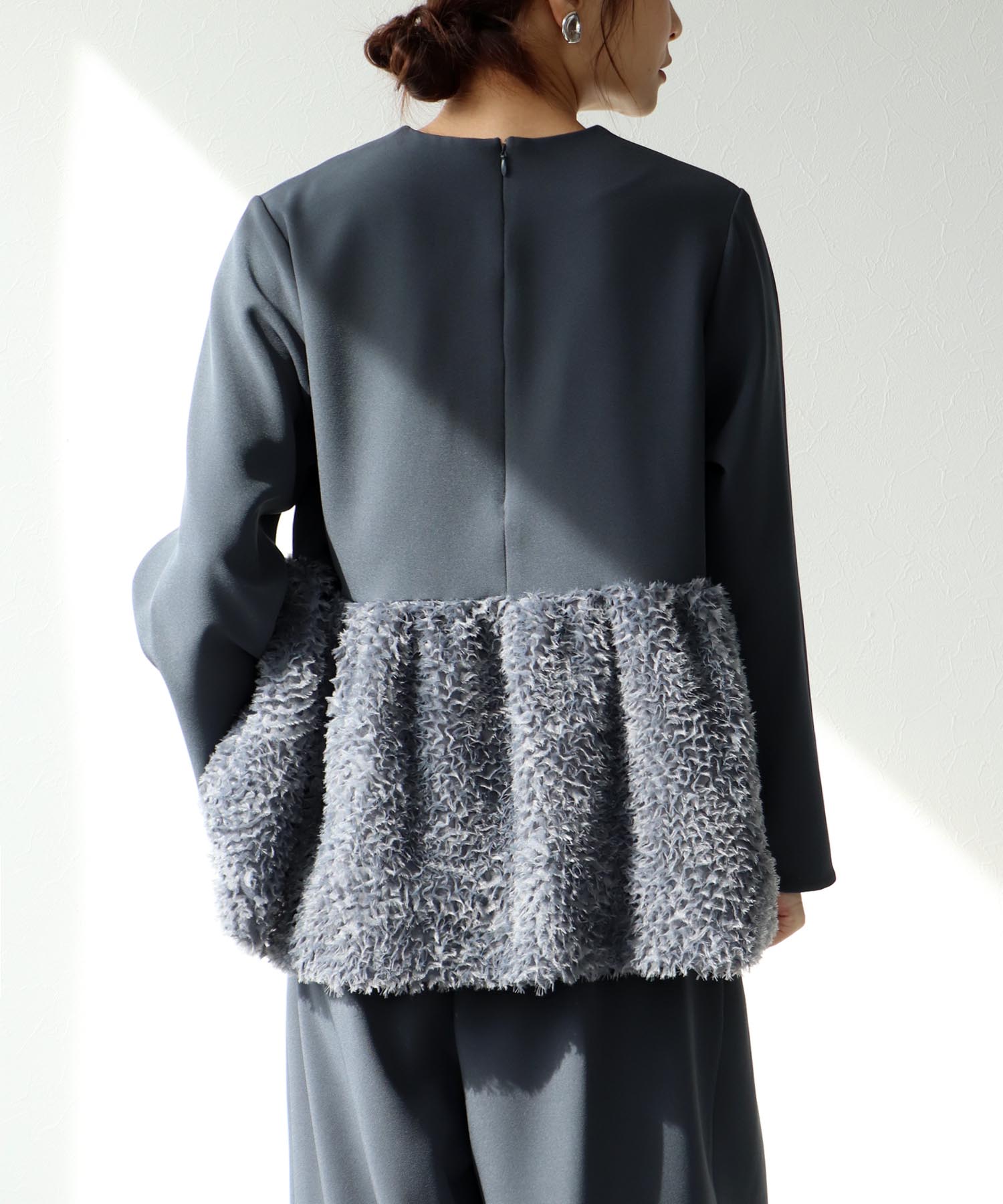 チュールペプラムブラウス