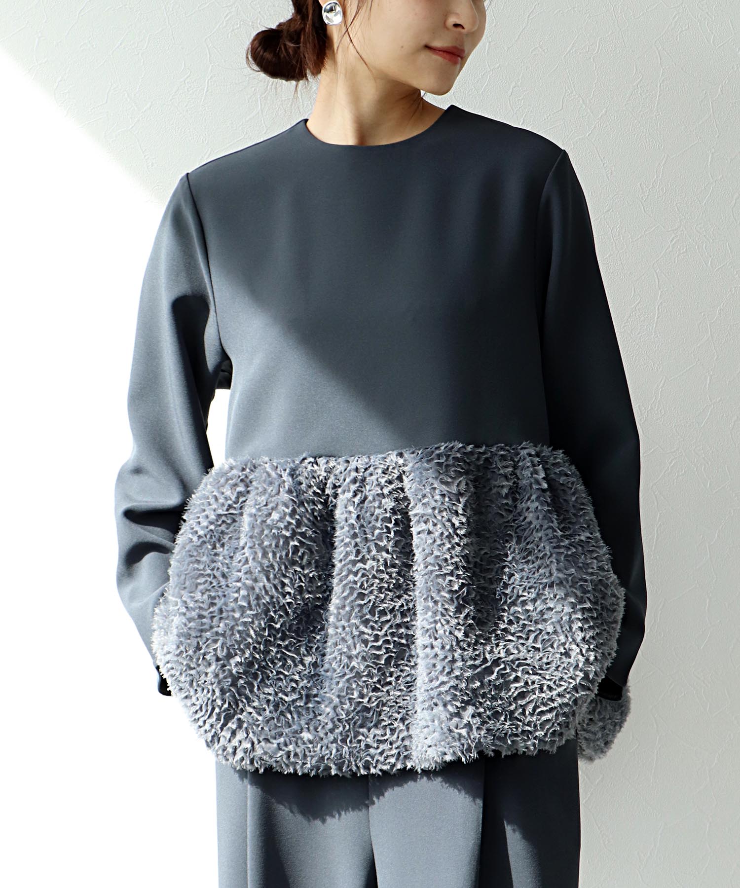 チュールペプラムブラウス