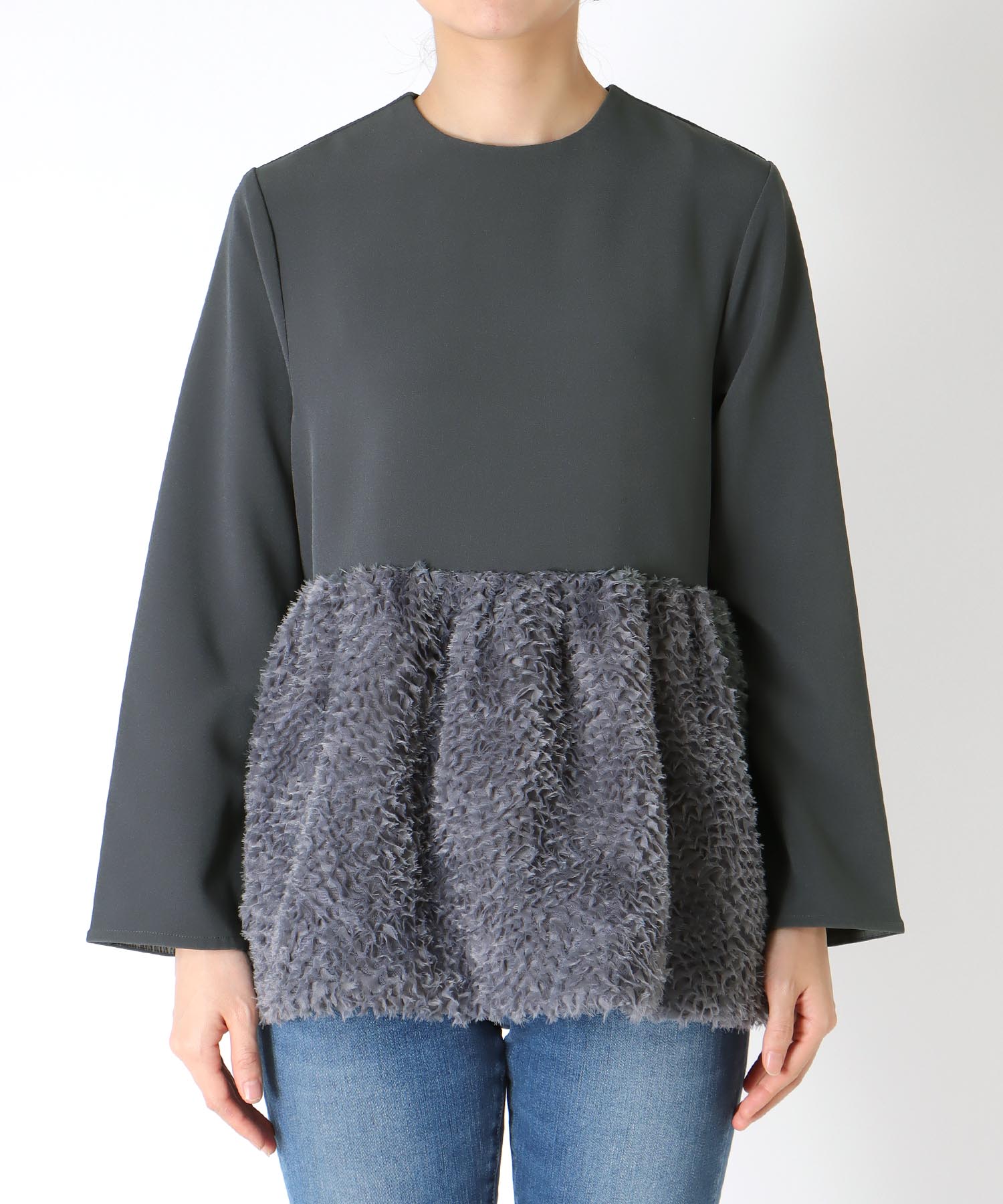 チュールペプラムブラウス