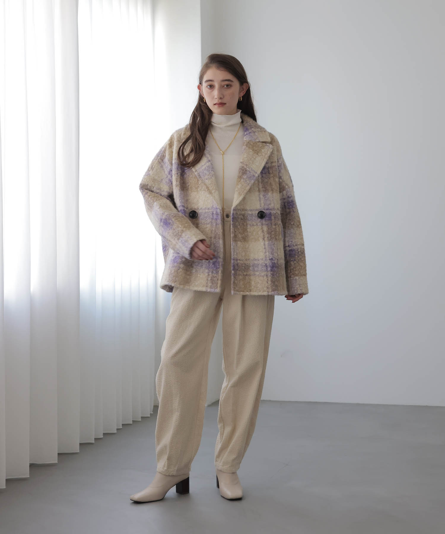 【10月16日予約販売】ビッグチェックショートコート