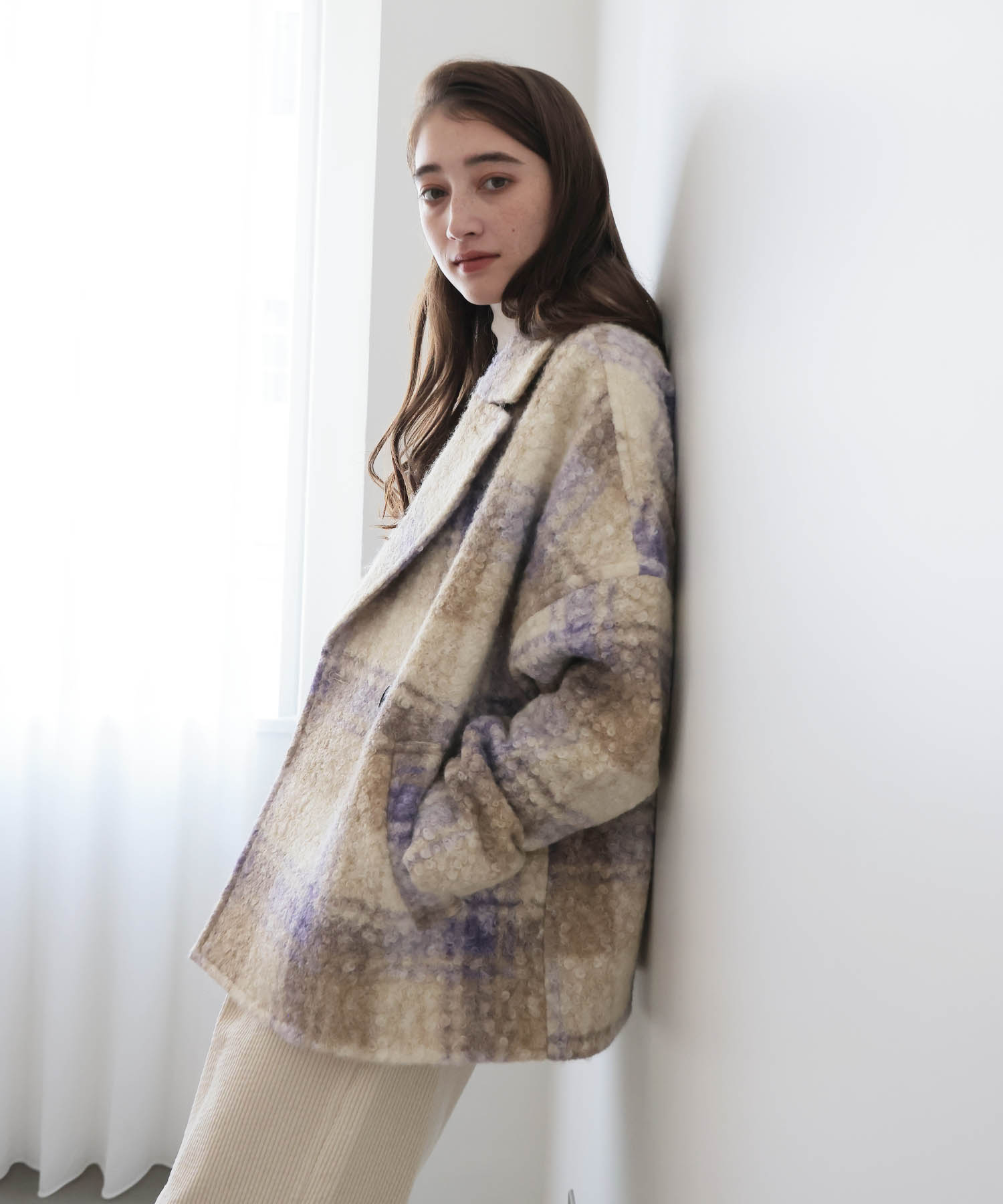【10月16日予約販売】ビッグチェックショートコート