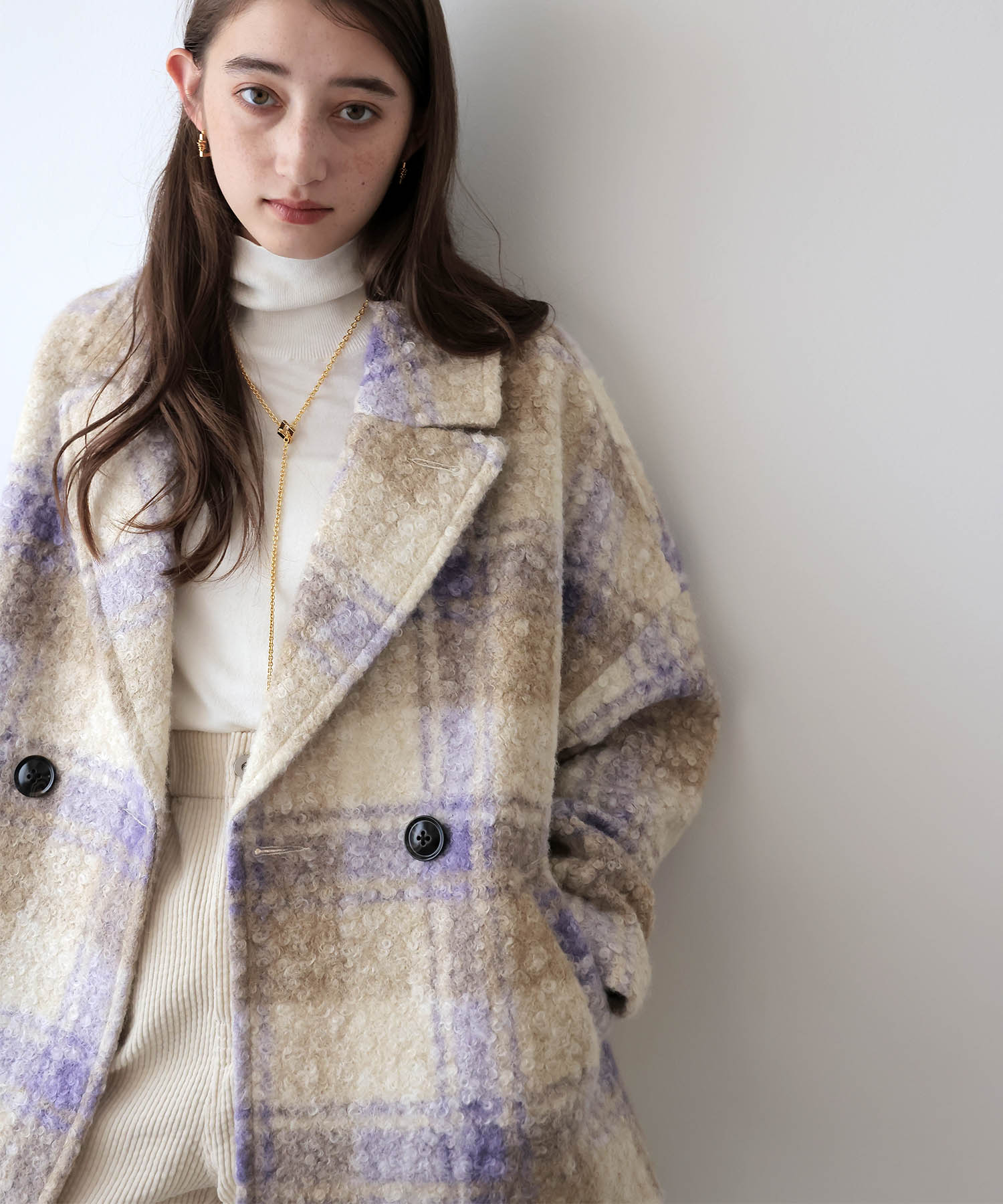 【10月16日予約販売】ビッグチェックショートコート
