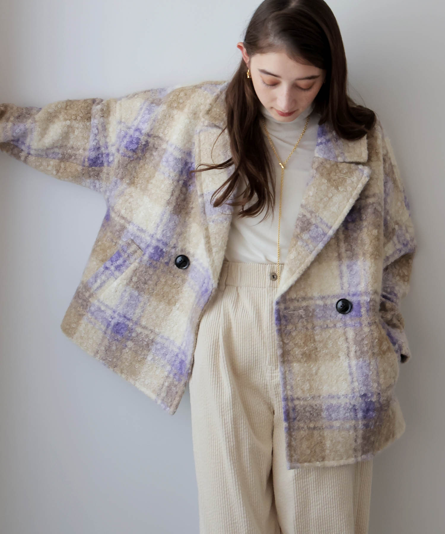 【10月16日予約販売】ビッグチェックショートコート