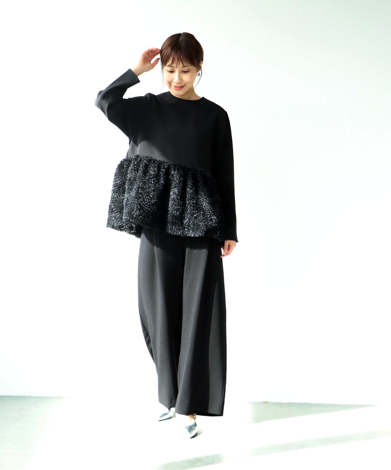 ハイウエストカーブワイドパンツ