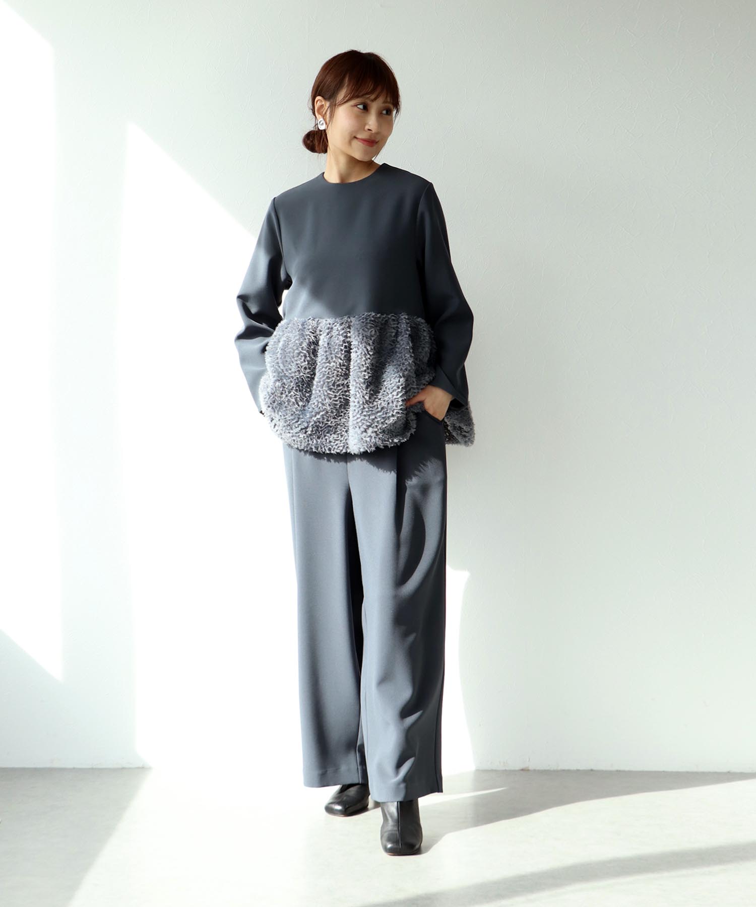 ハイウエストカーブワイドパンツ