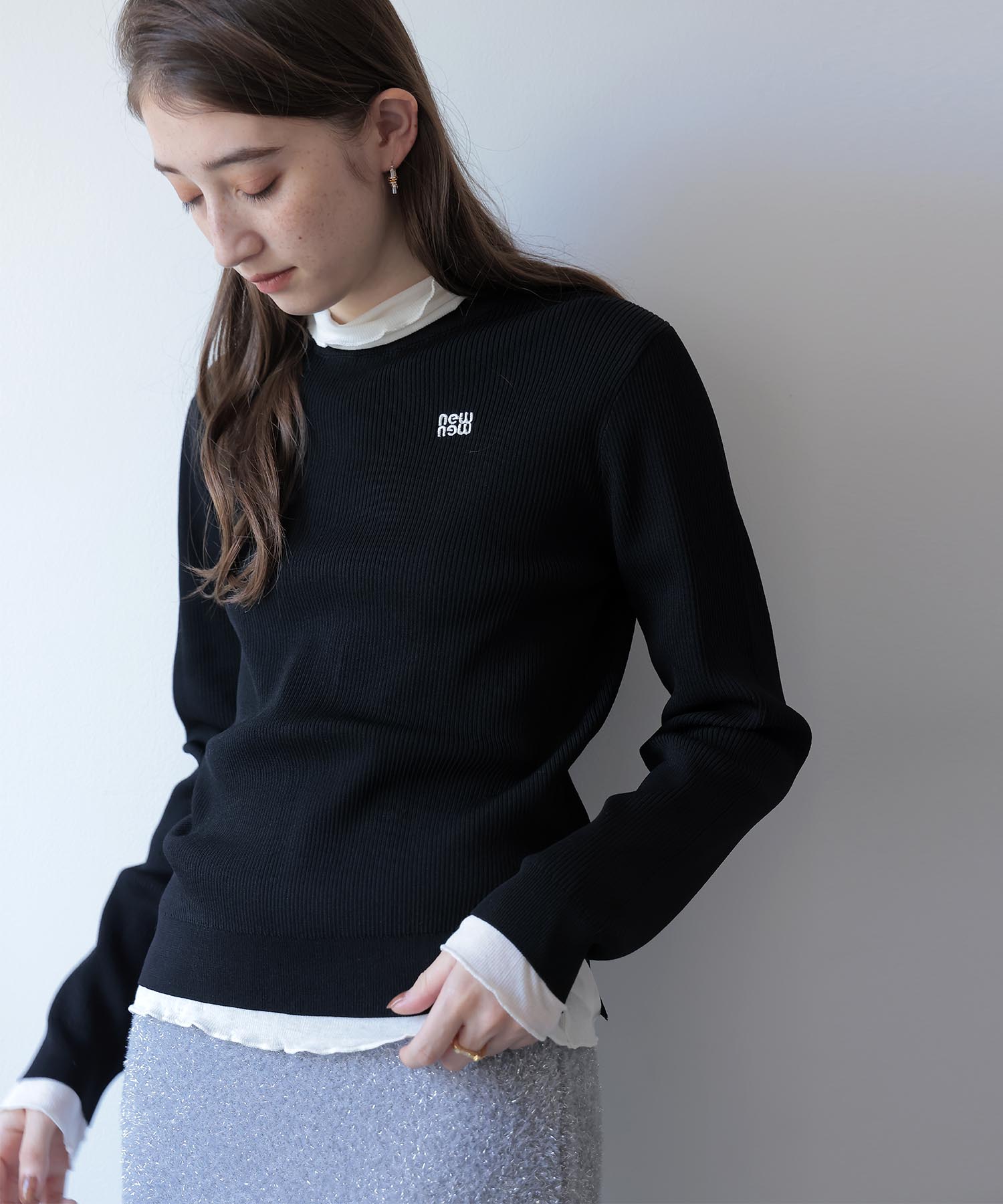 newnew刺繍リブニット【WEB限定】