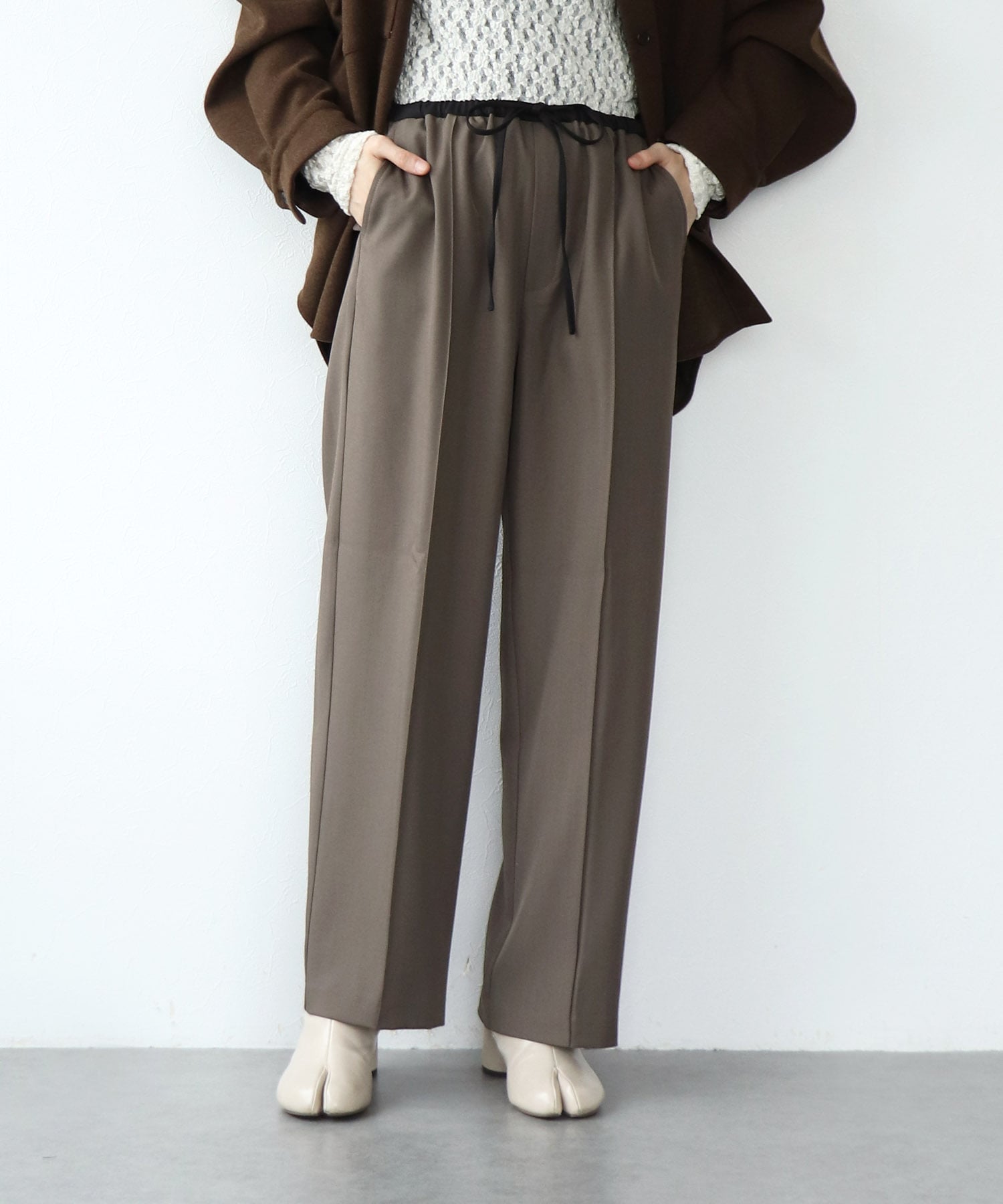 ウエスト配色イージーパンツ