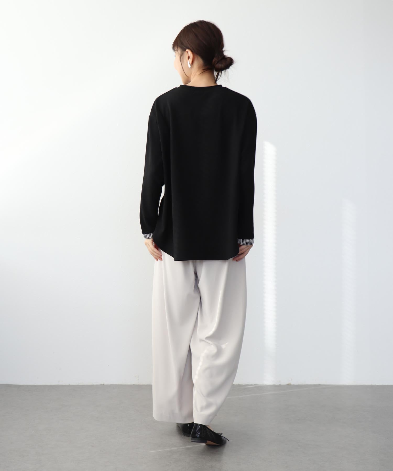 バイカラー裏起毛トップス