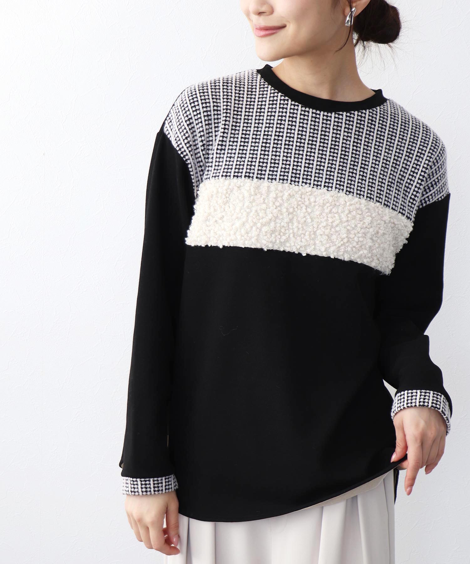 バイカラー裏起毛トップス