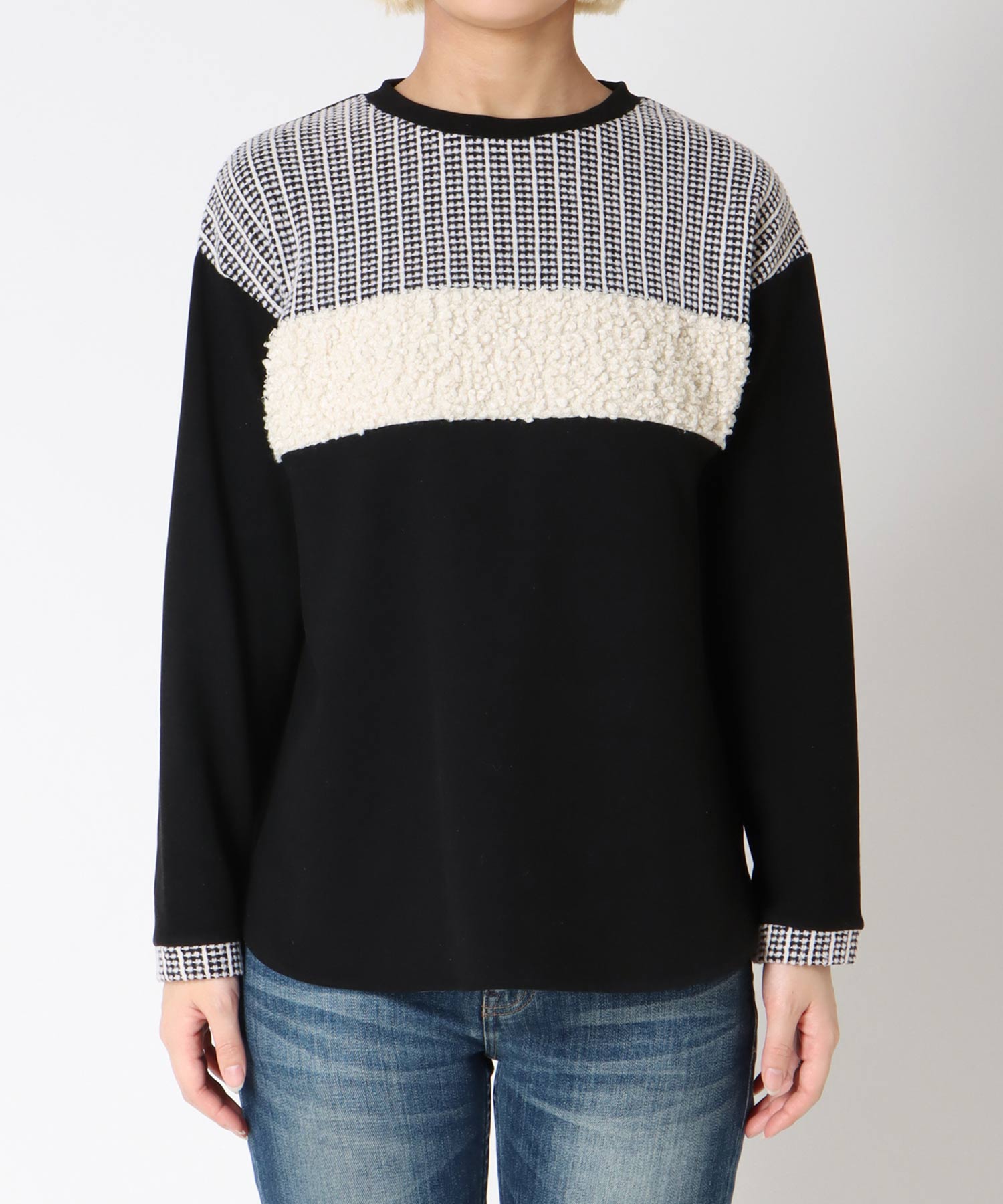 バイカラー裏起毛トップス