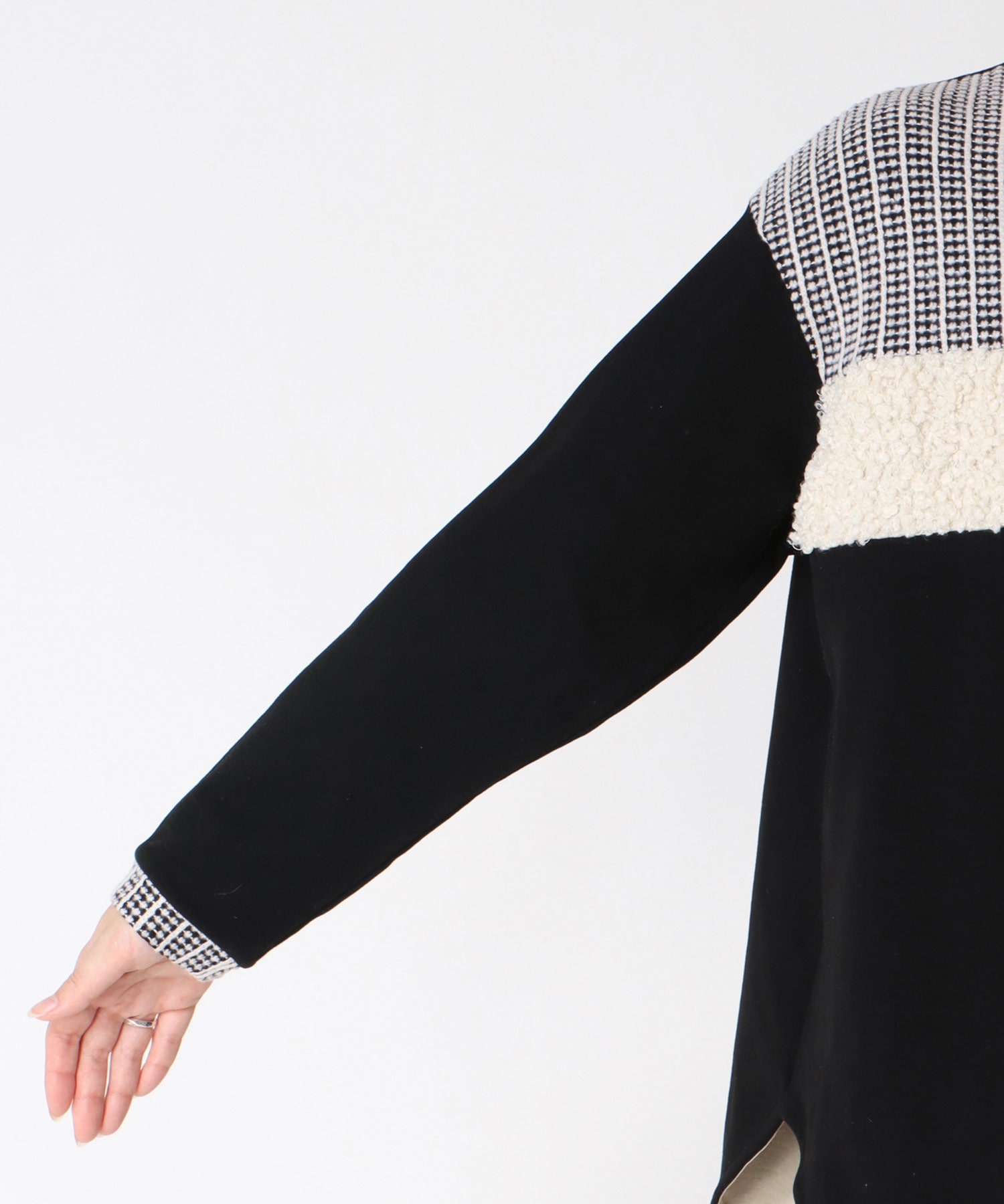 バイカラー裏起毛トップス