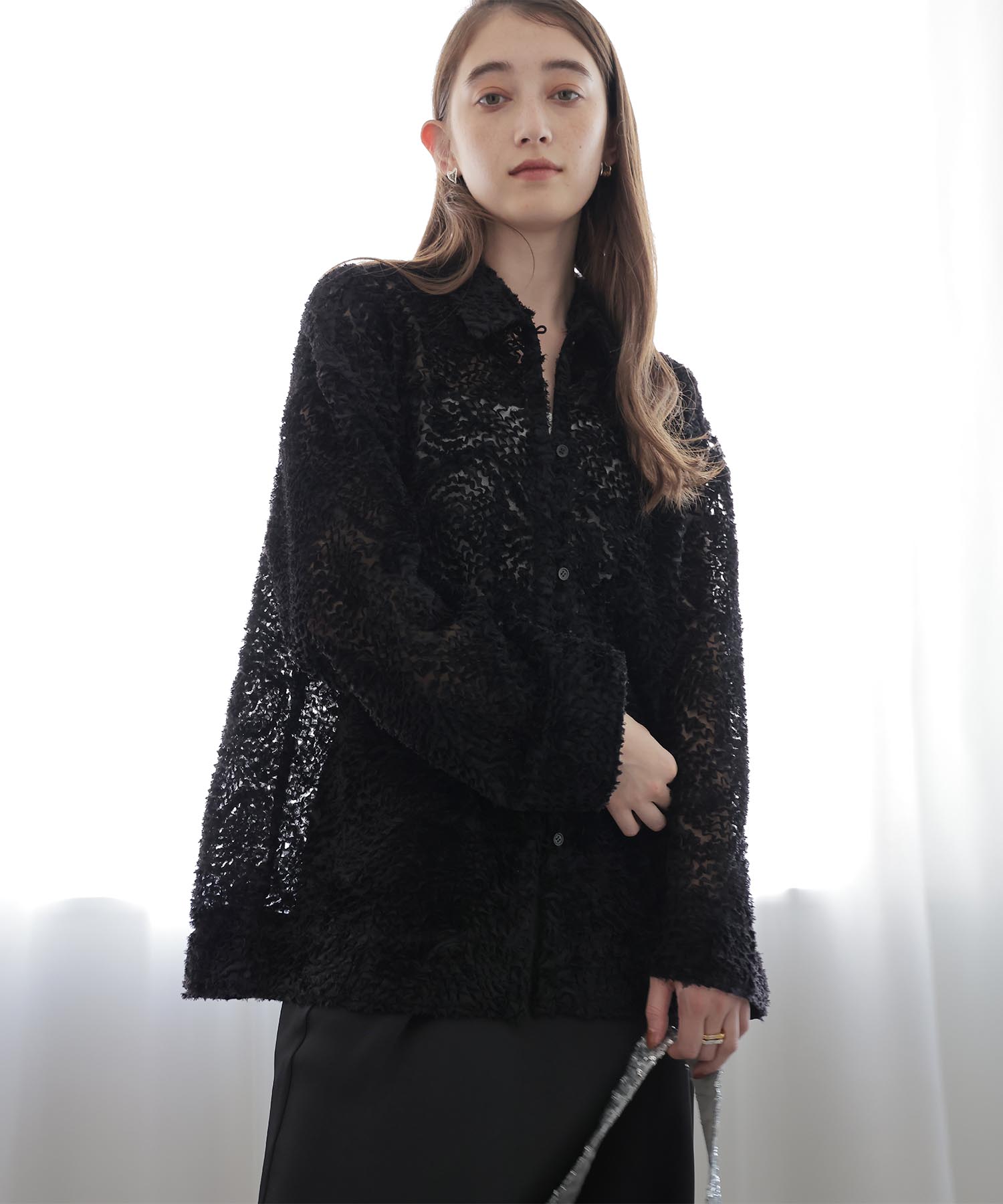 テープチュール刺繍シャツアウター【WEB限定】