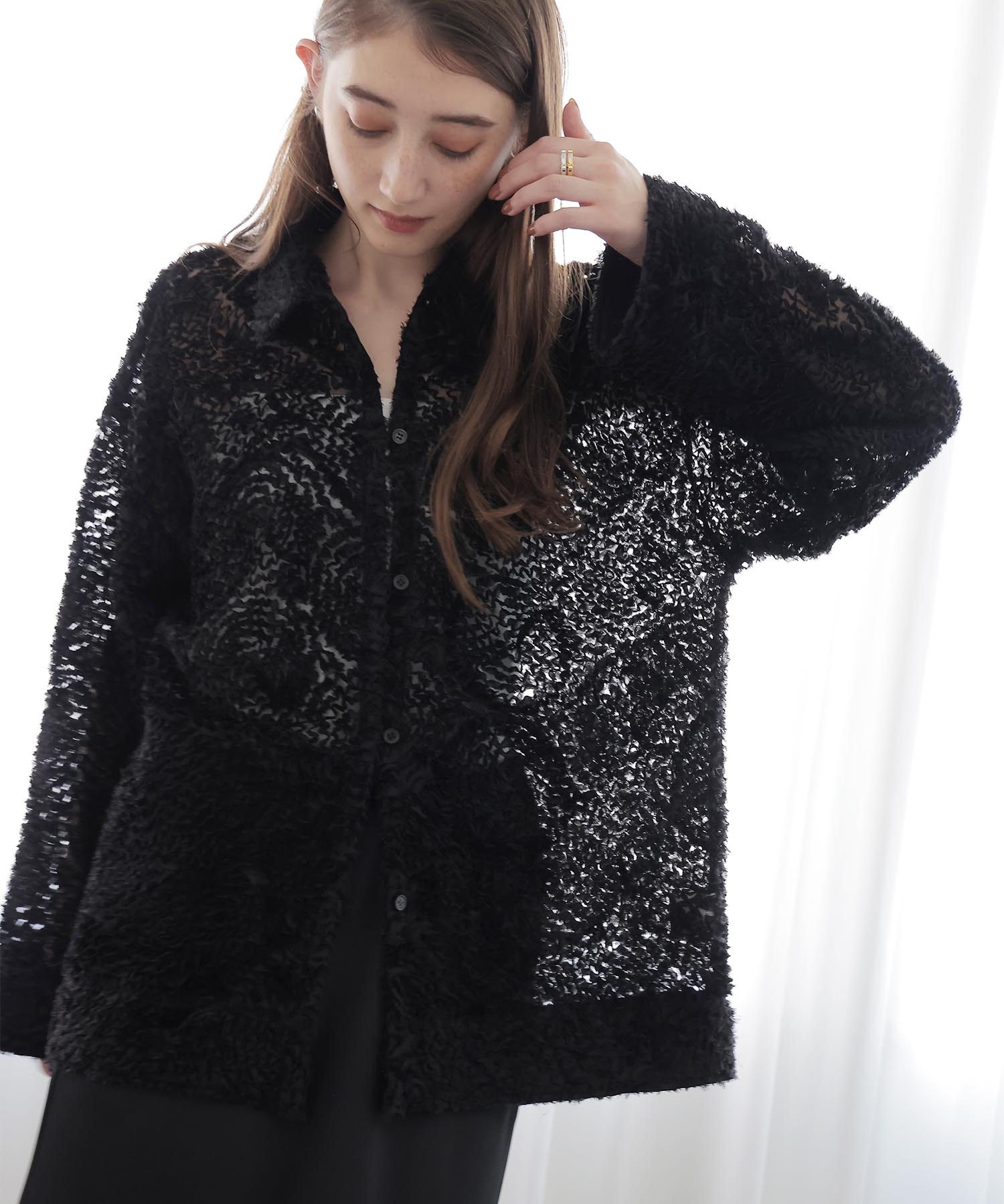 テープチュール刺繍シャツアウター【WEB限定】