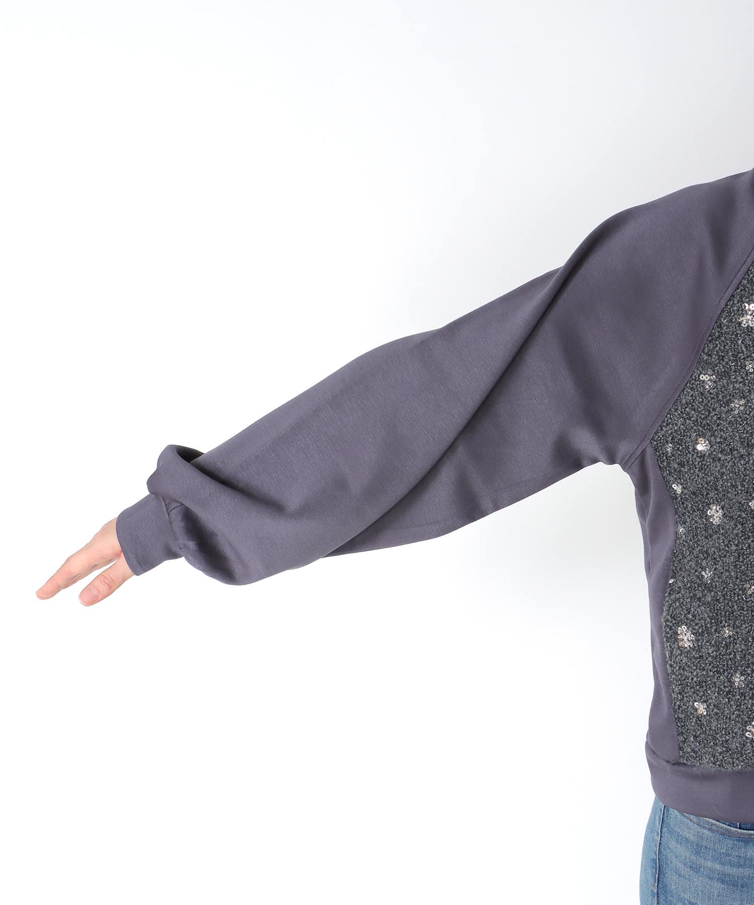 異素材MIXスパンコール刺繍ブルゾン【WEB限定】