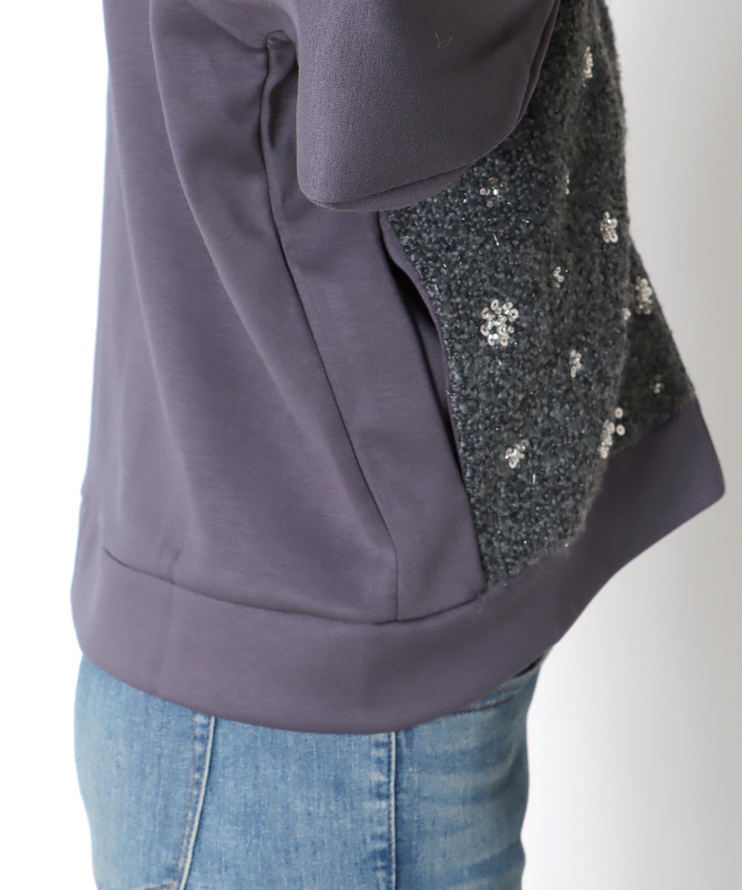 異素材MIXスパンコール刺繍ブルゾン【WEB限定】