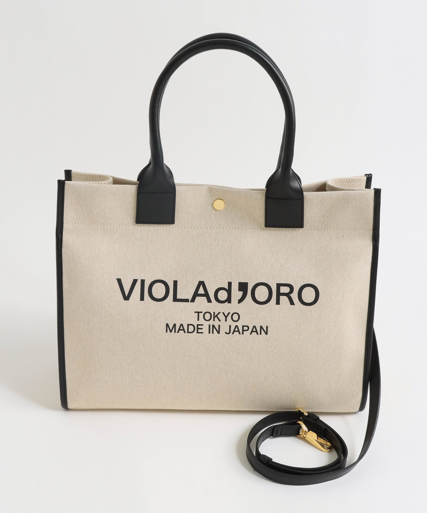 【VIOLAd’ ORO / ヴィオラドーロ 】V1348C/キャンバスロゴトートBAG Mサイズ