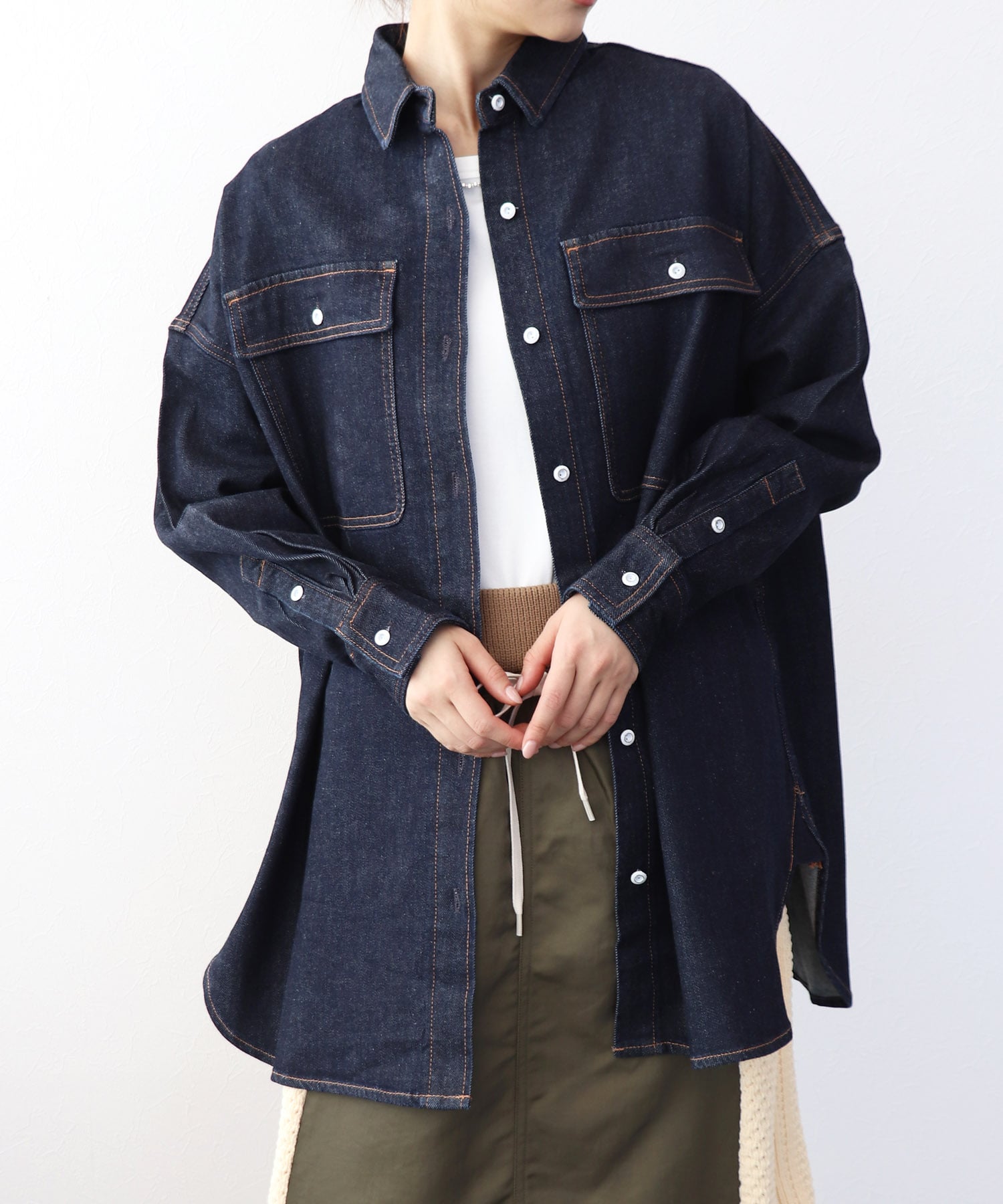Almondオーバーデニムシャツ【ヘルシーデニム/HealthyDenim】