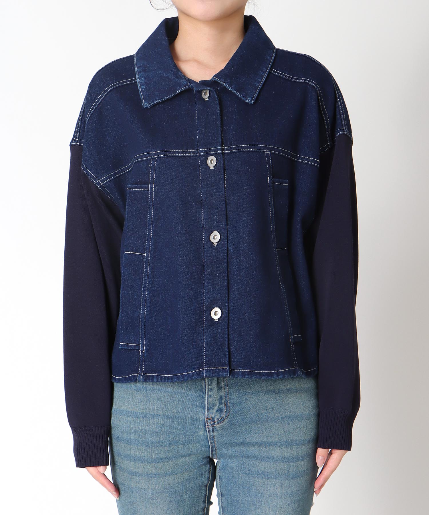 ニットドッキングデニムジャケット