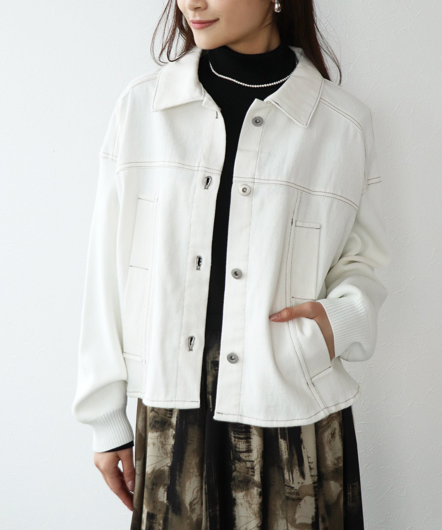 ニットドッキングデニムジャケット