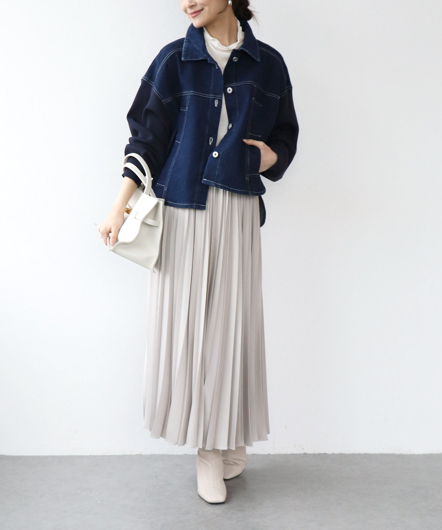 ニットドッキングデニムジャケット