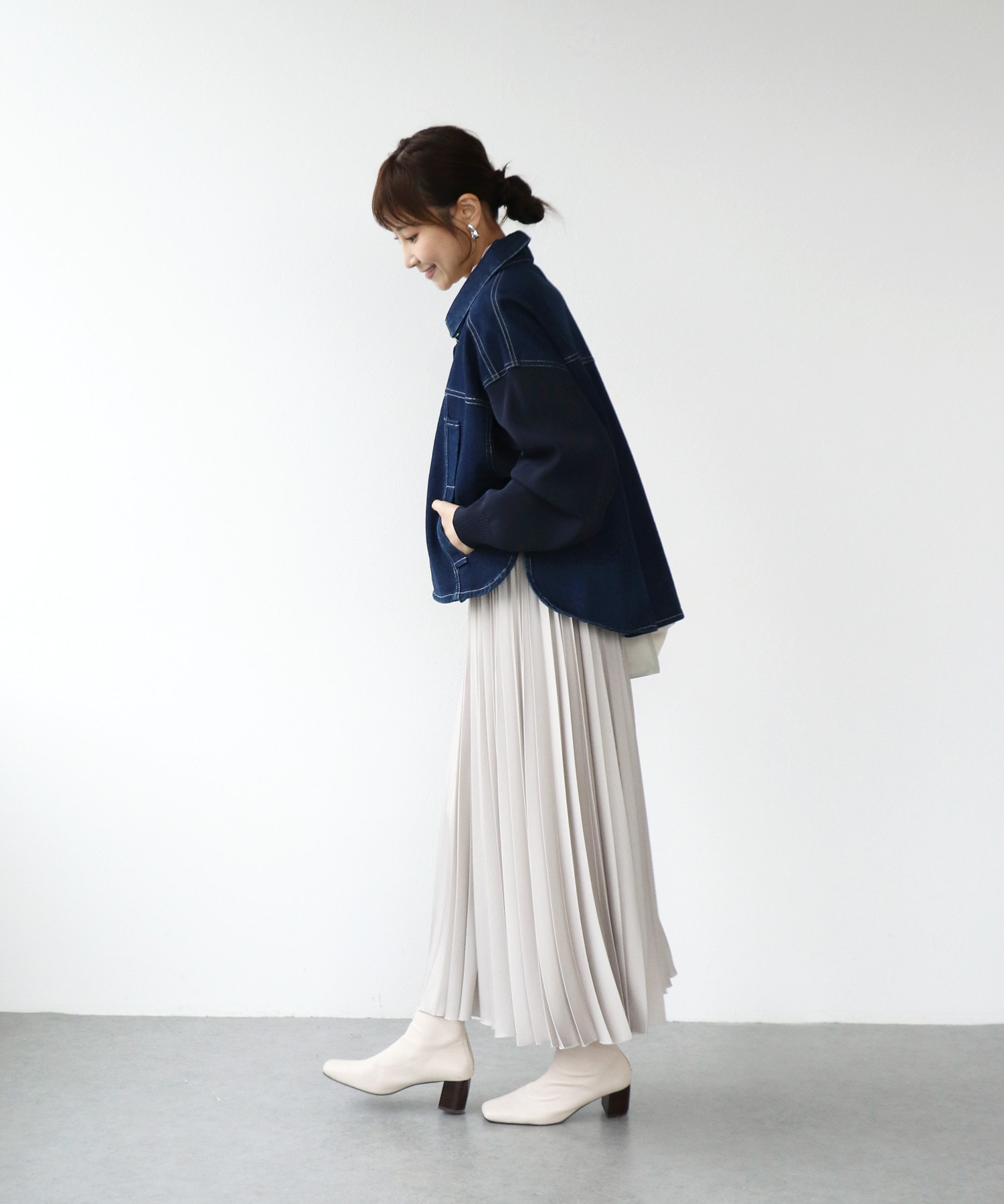 ニットドッキングデニムジャケット