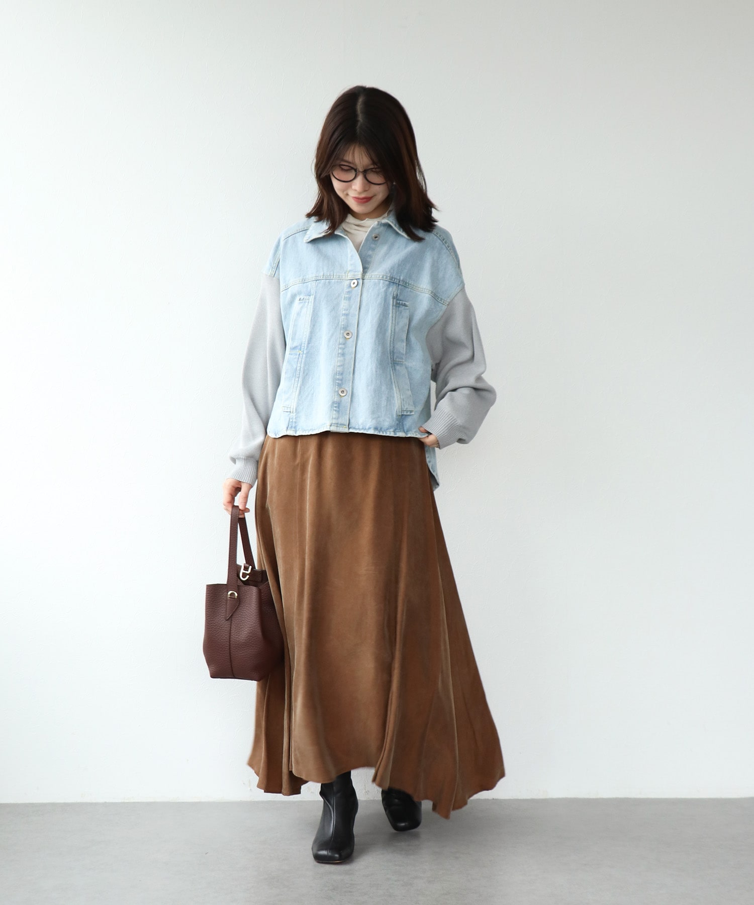 ニットドッキングデニムジャケット