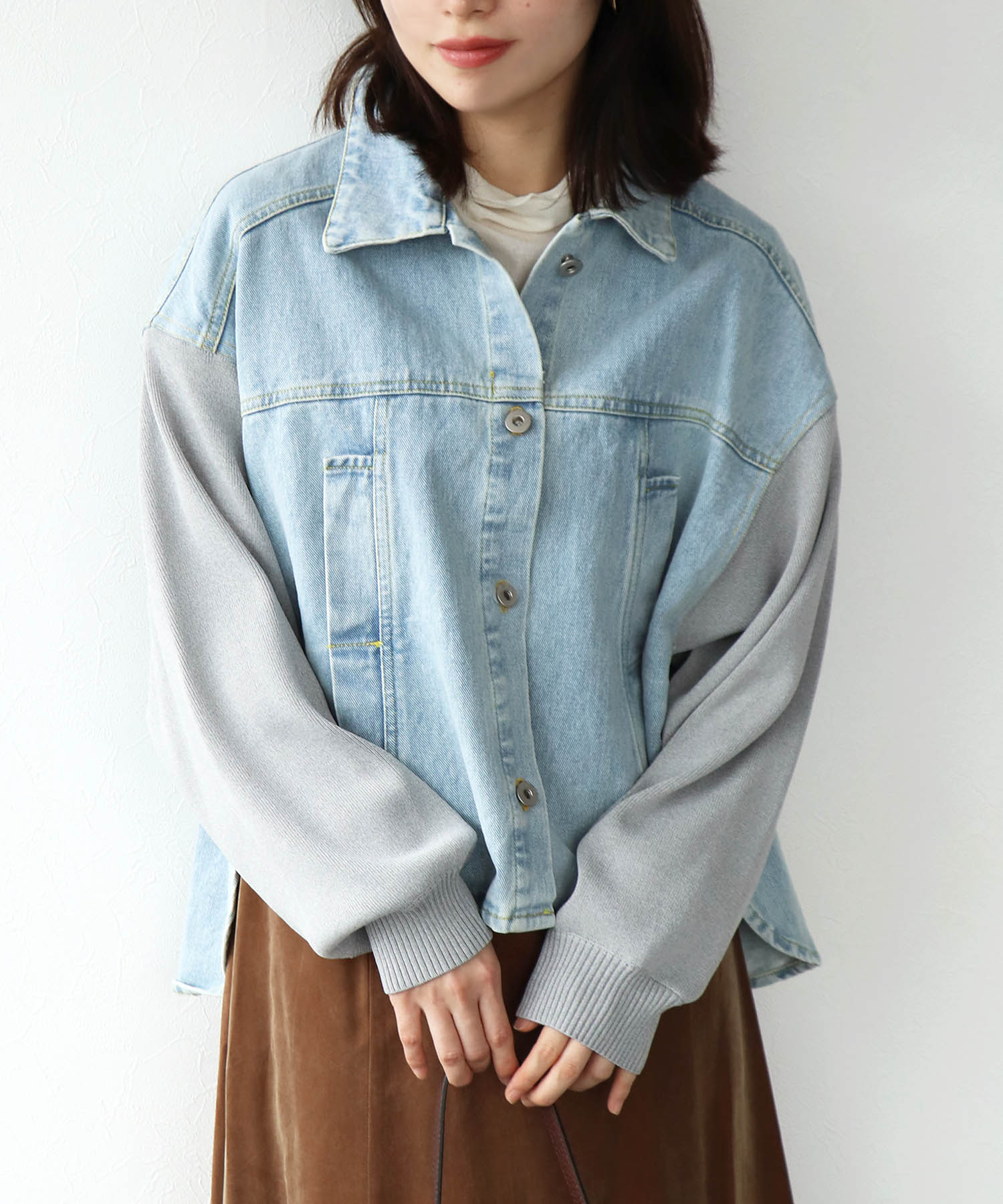 ニットドッキングデニムジャケット