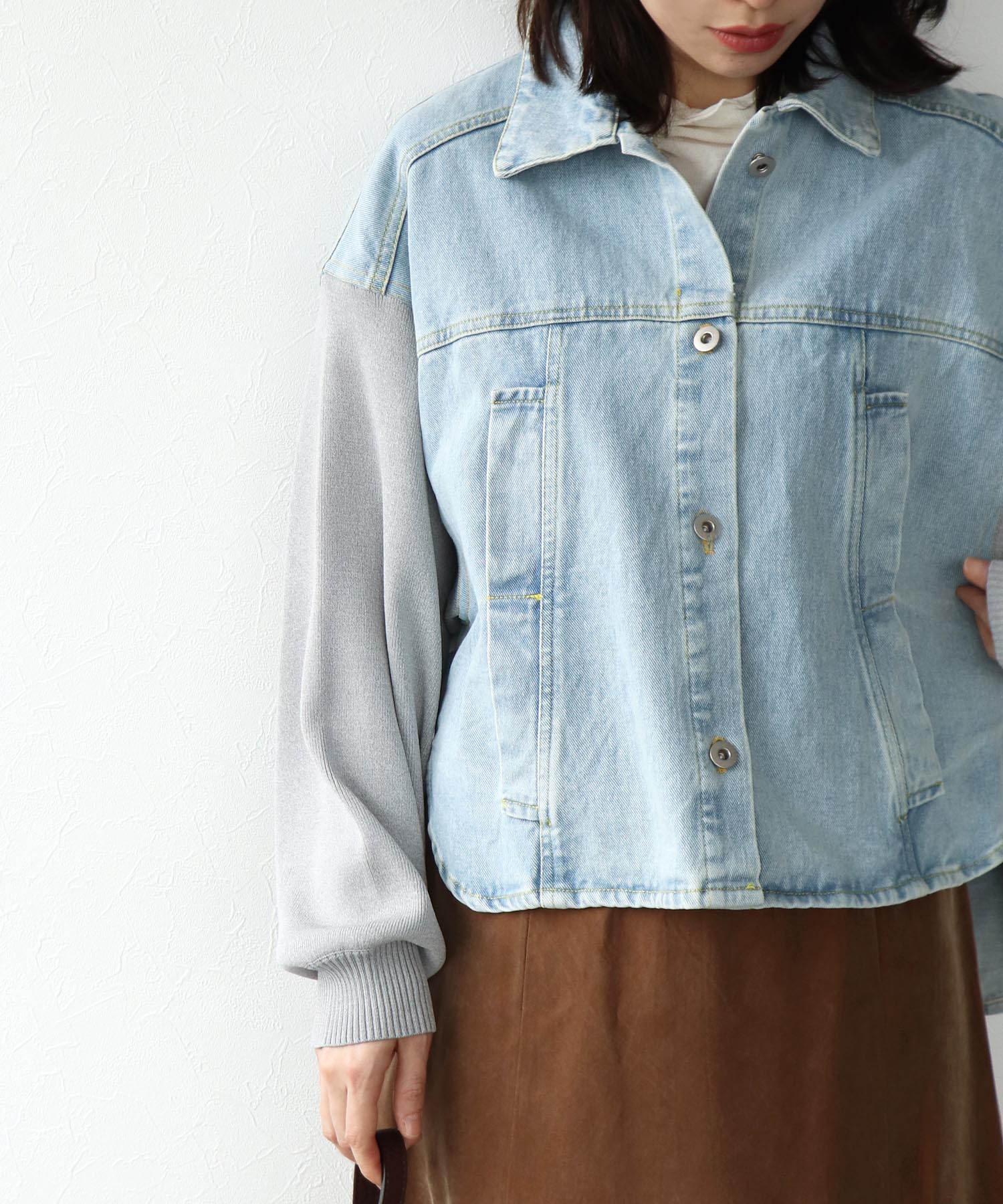ニットドッキングデニムジャケット