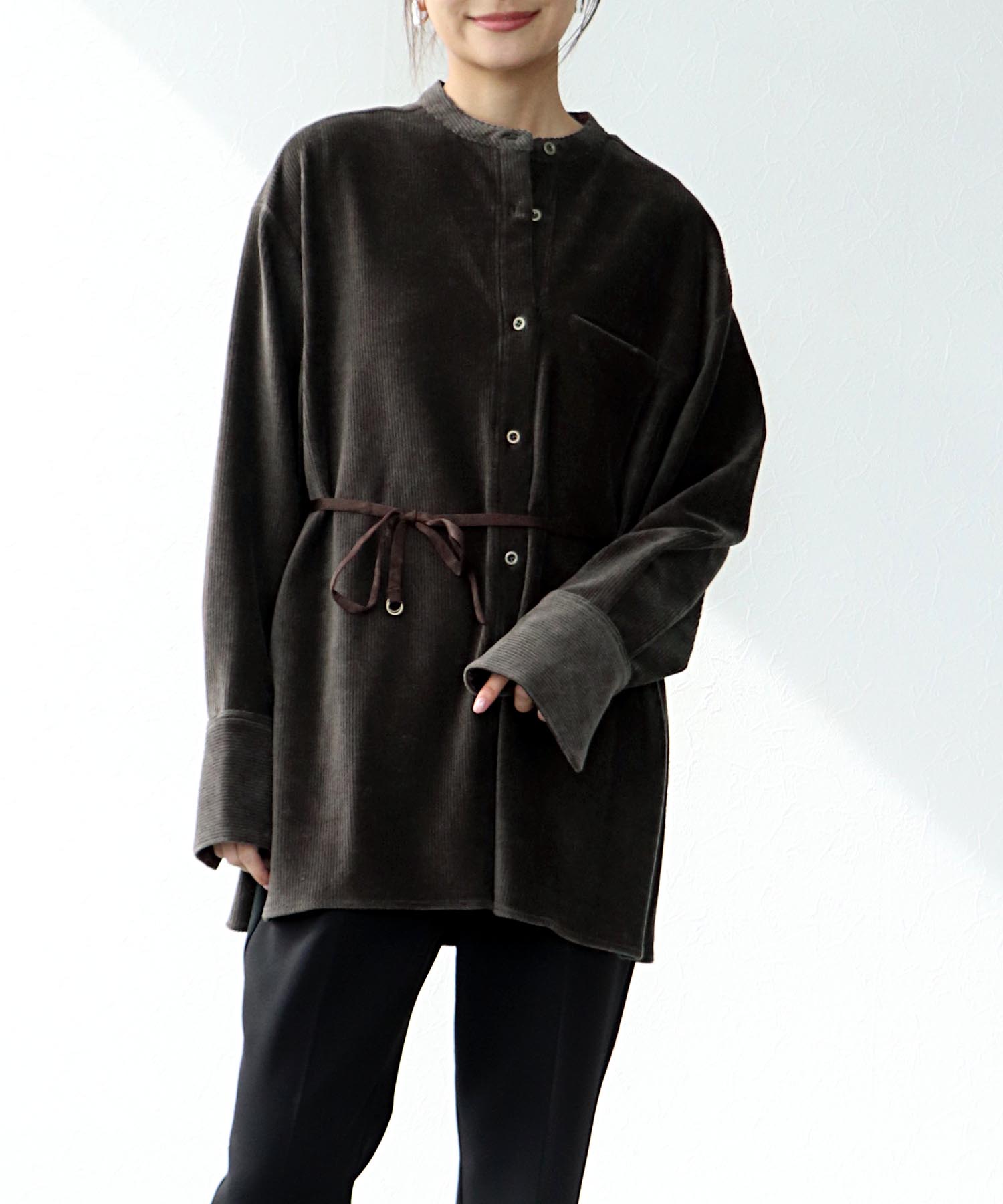 コーデュロイベルテッドシャツ