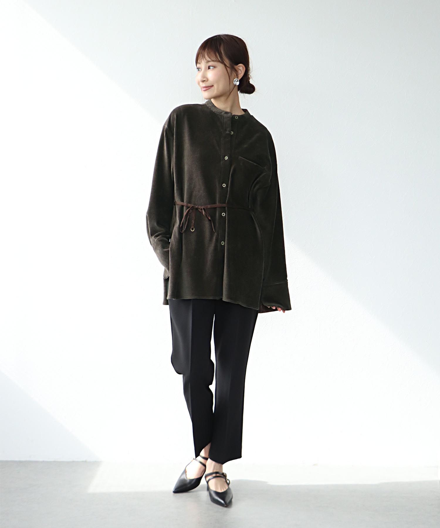 コーデュロイベルテッドシャツ