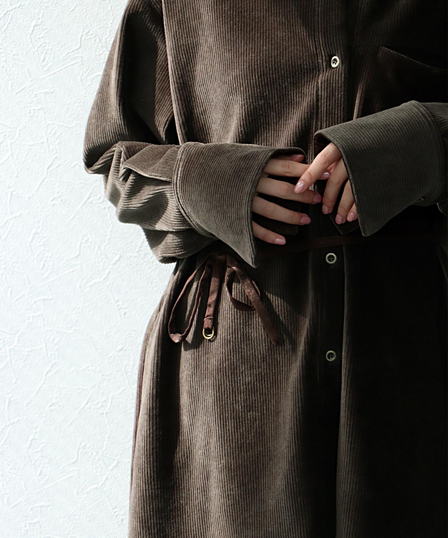 コーデュロイベルテッドシャツ