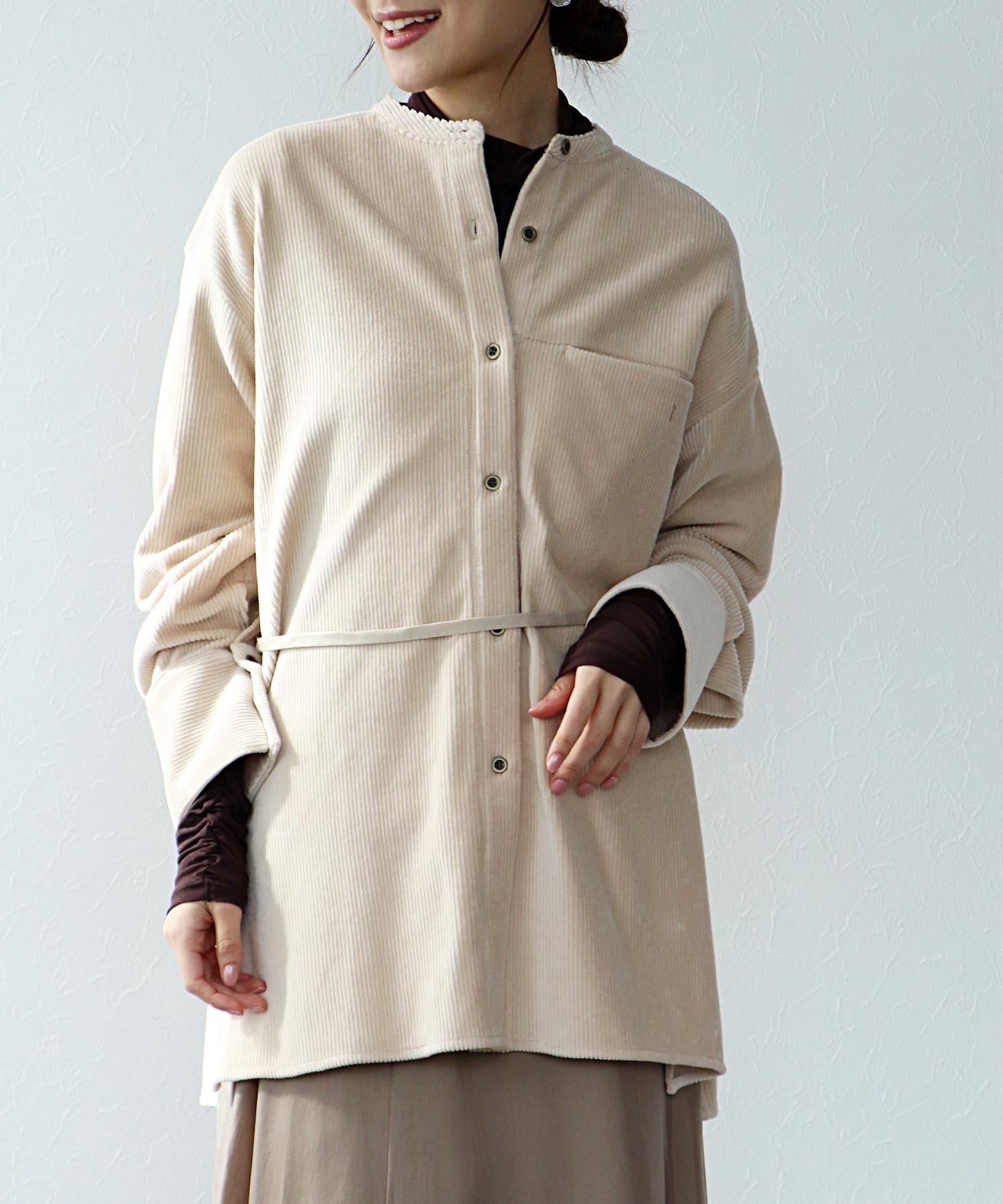 コーデュロイベルテッドシャツ
