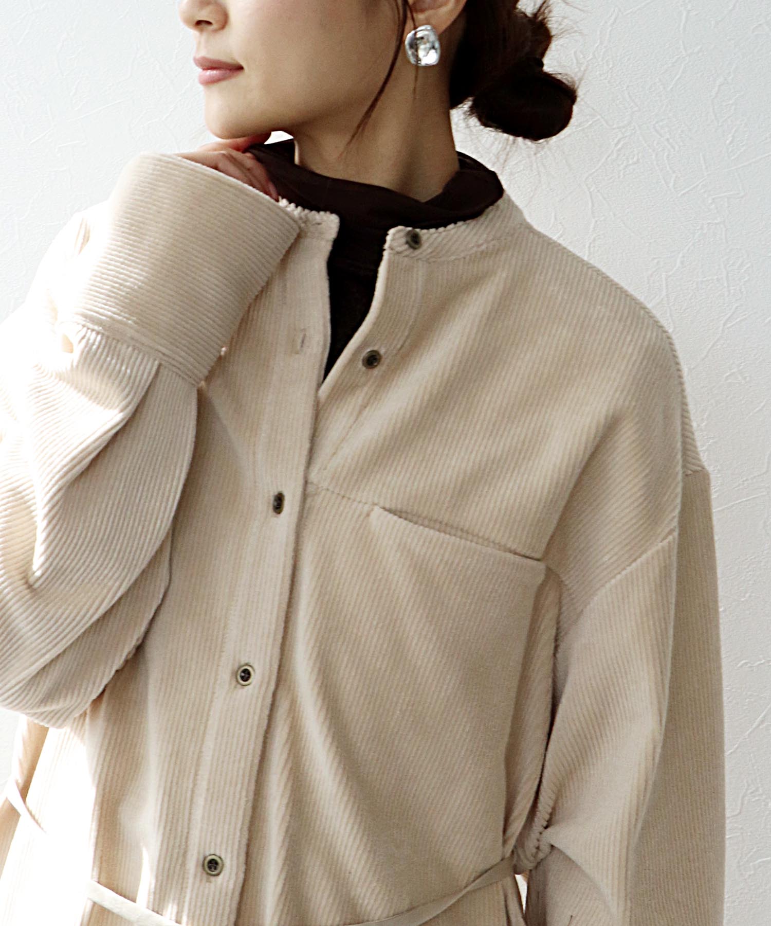 コーデュロイベルテッドシャツ